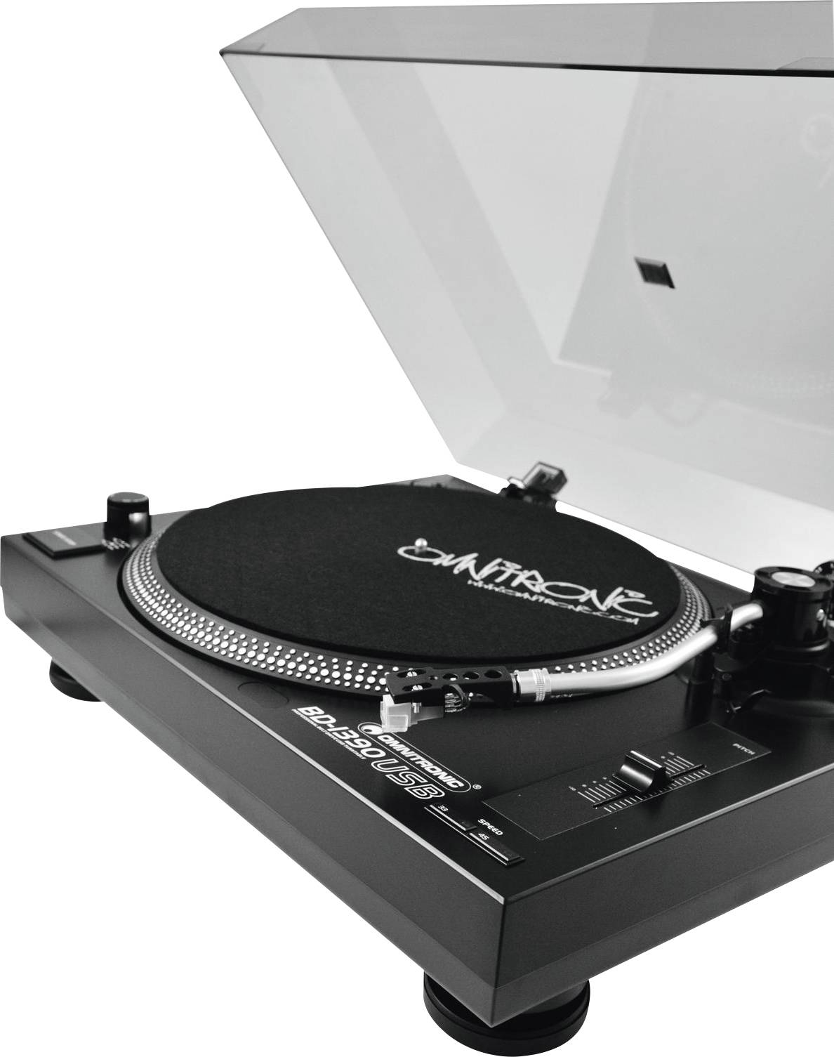 Omnitronic BD-1390 USB-Plattenspieler Riemenantrieb Schwarz