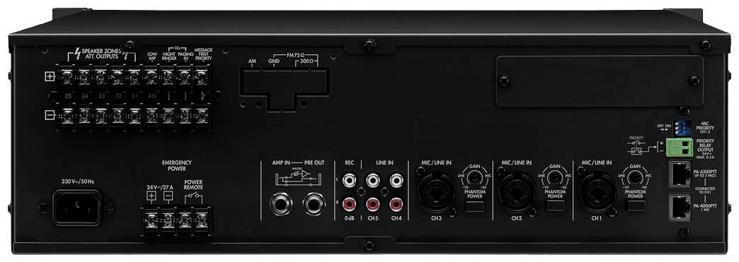 Monacor PA-1240 ELA-Verstärker 240W 1-Kanal 5-Zonen