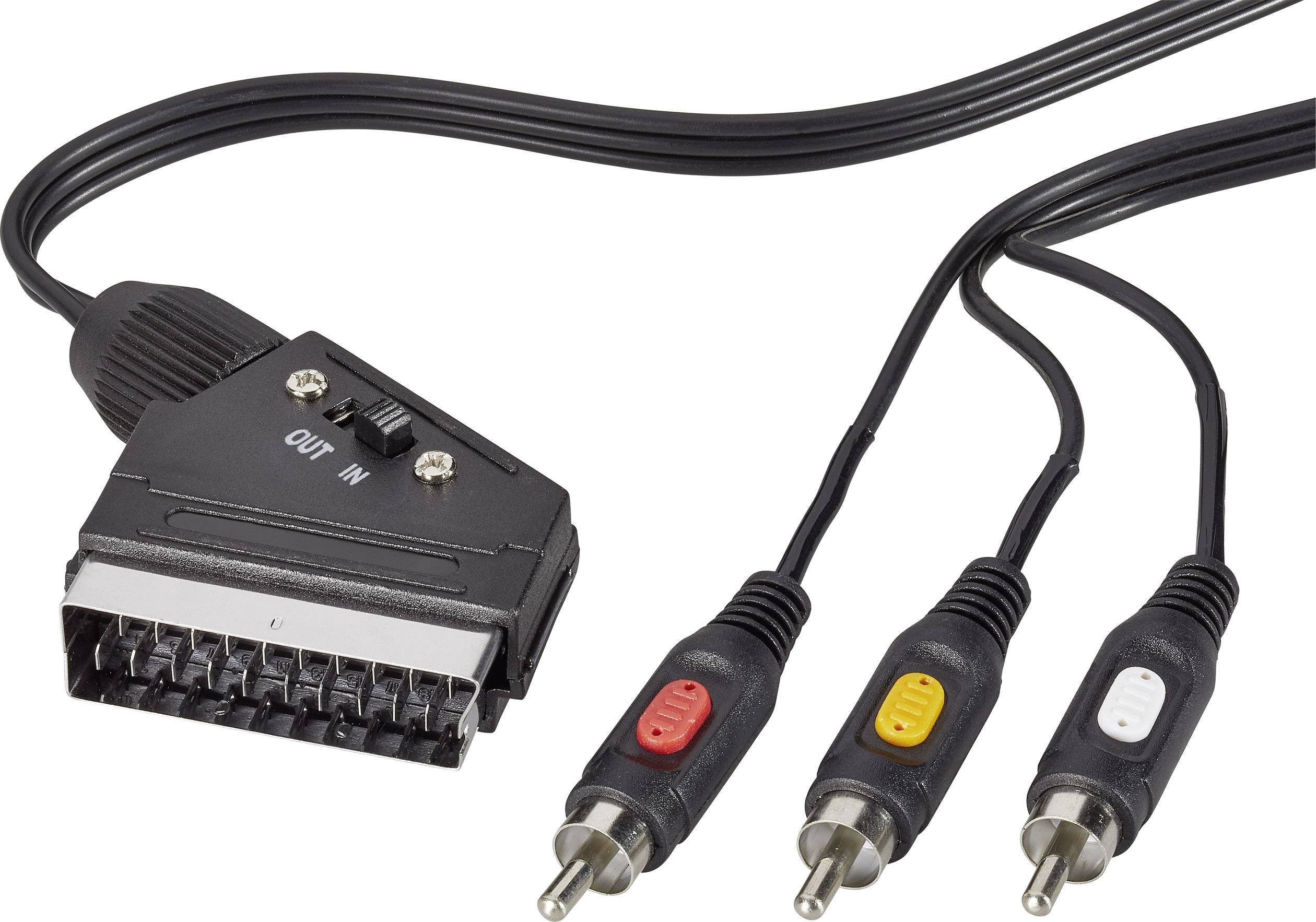 SpeaKa Professional SCART / Composite Cinch TV, Receiver Anschlusskabel [1x SCART-Stecker - 3x Cinch-Stecker] 2m Schwarz