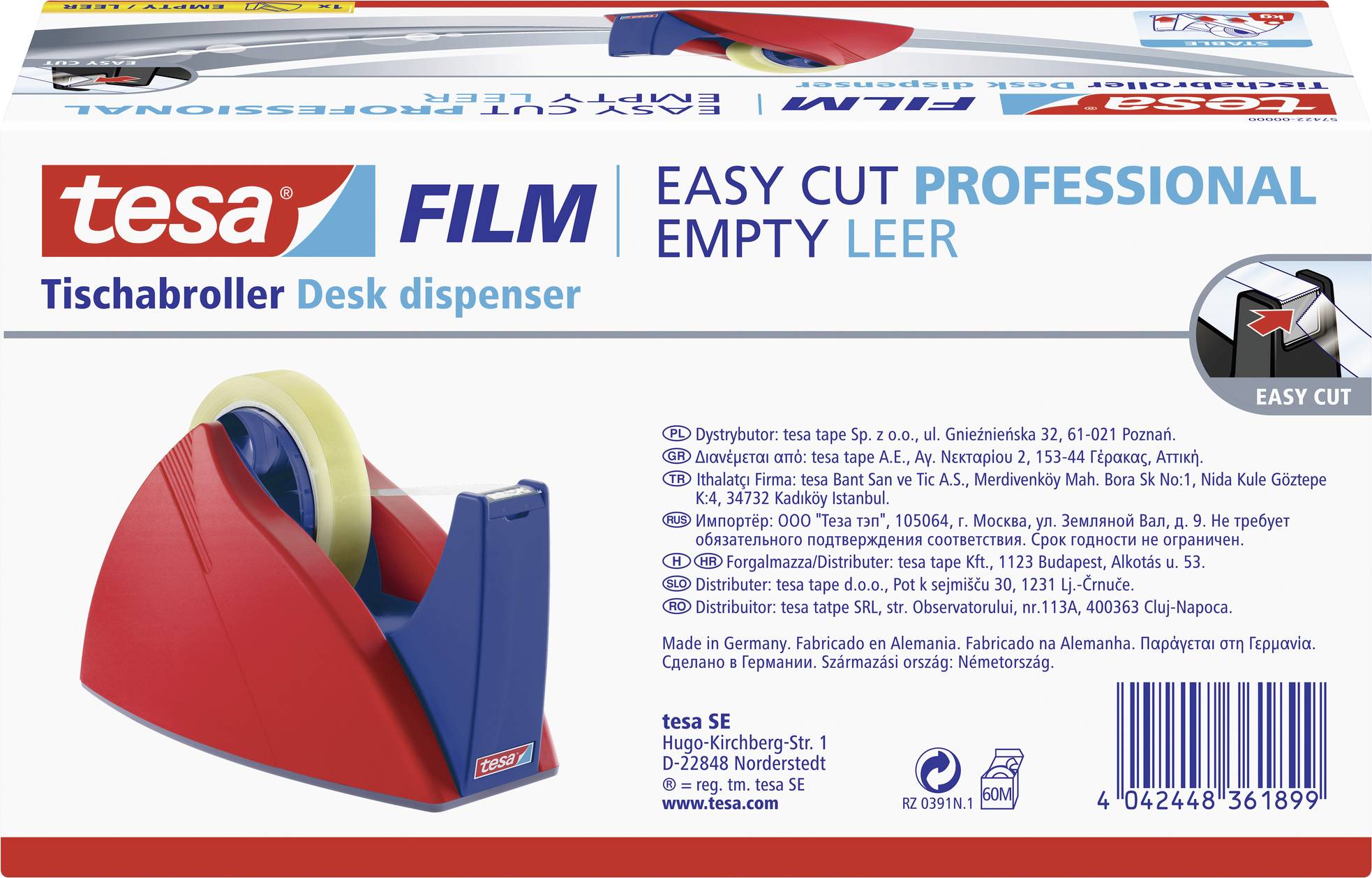 TESA 57422-00000-03 Tischabroller Easy Cut® Rot, Blau 1St.