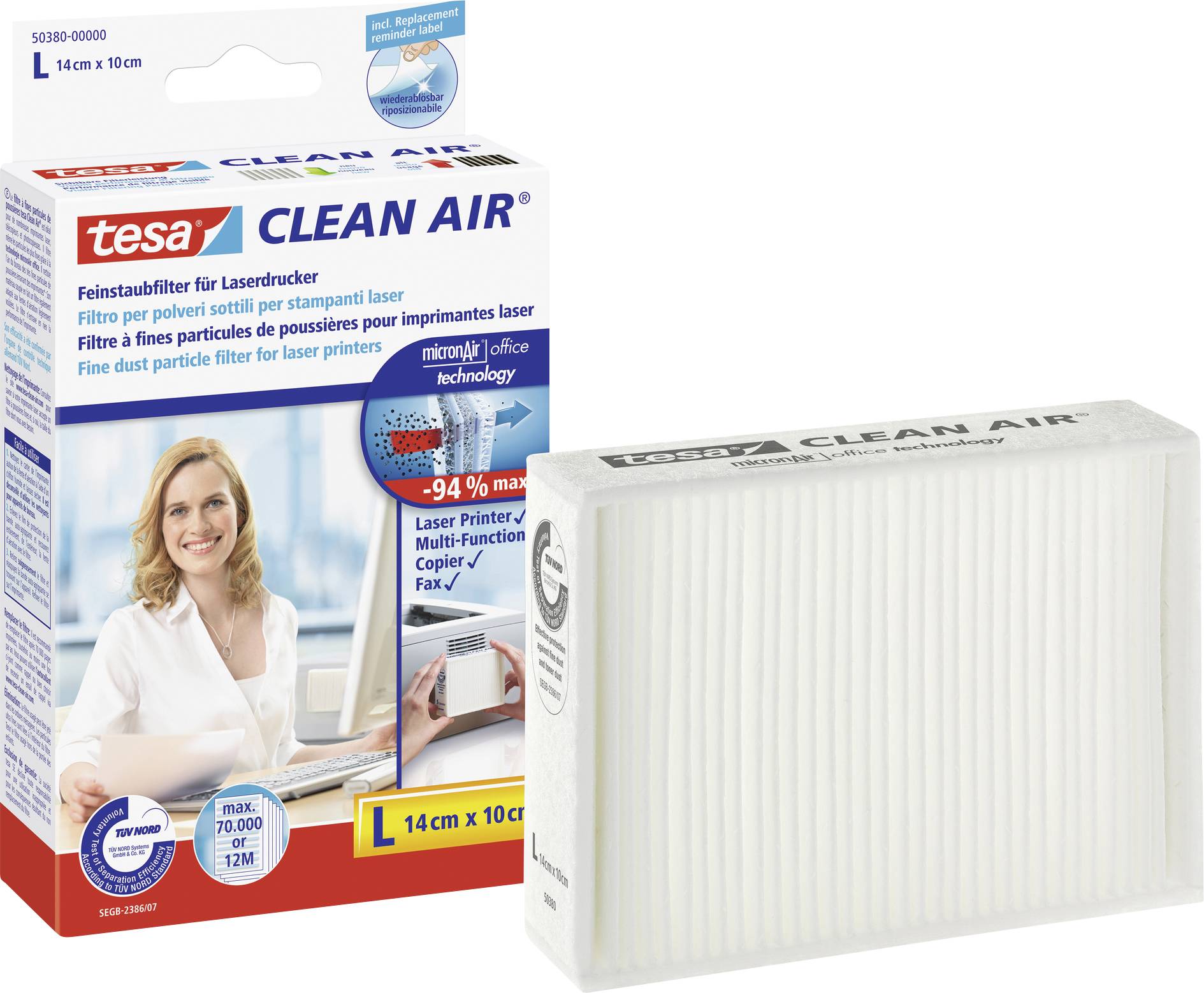 tesa Clean Air L Laserdrucker Filter Feinstaub Selbstklebend 1 St.