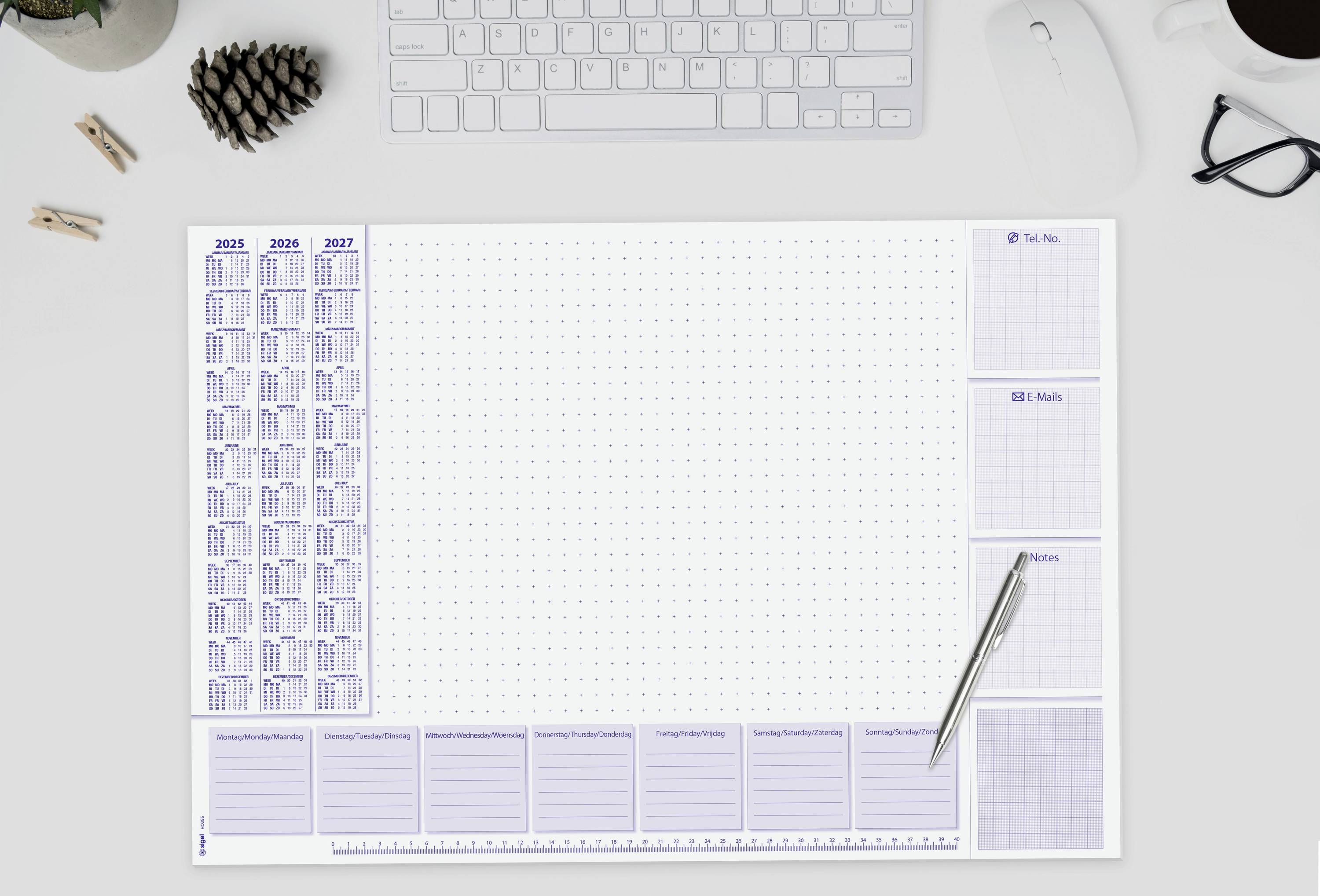 Sigel Lilac HO355 Schreibunterlage 3-Jahreskalender Mehrfarbig (B x H) 595 mm x 410 mm