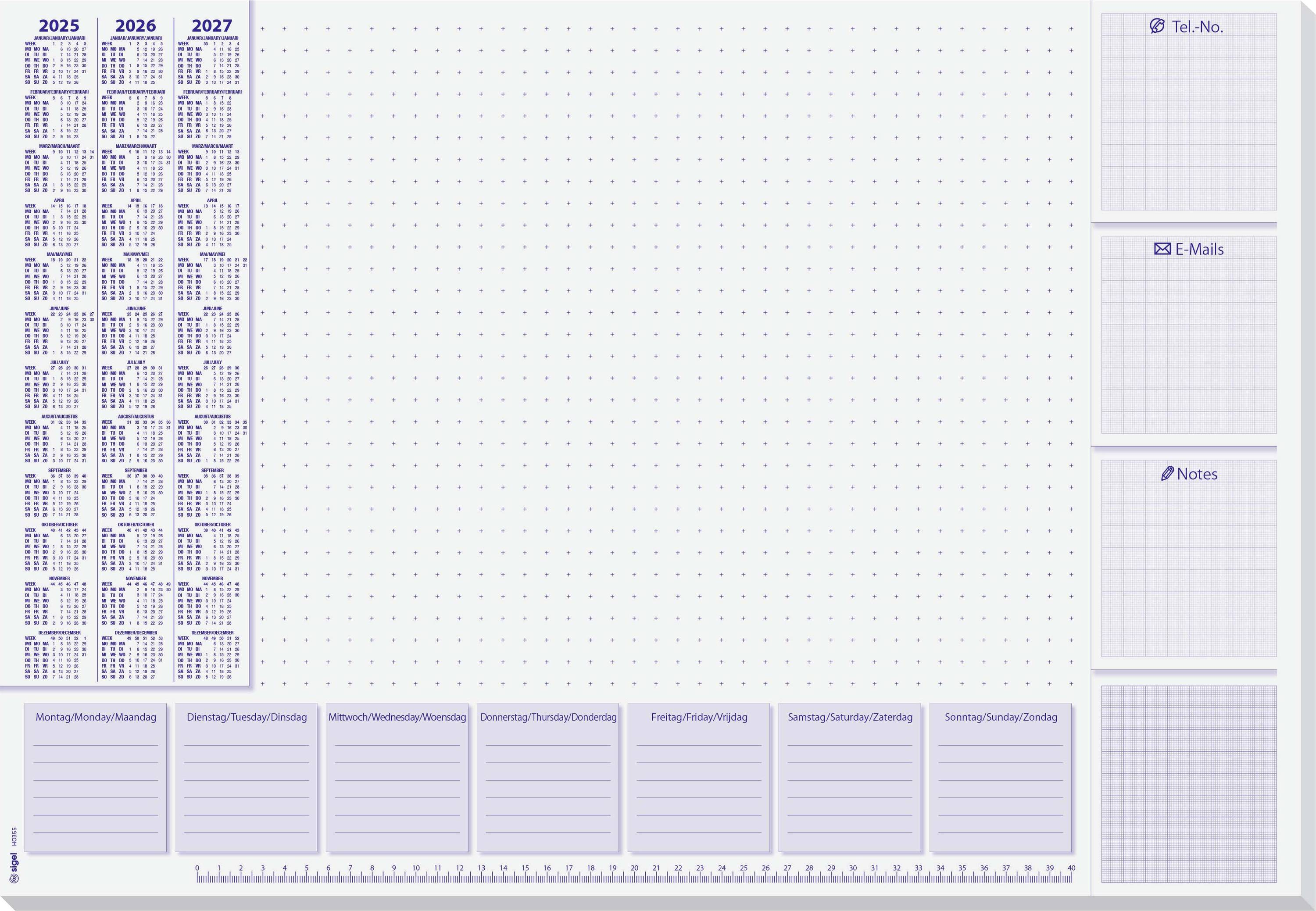 Sigel Lilac HO355 Schreibunterlage 3-Jahreskalender Mehrfarbig (B x H) 595mm x 410mm