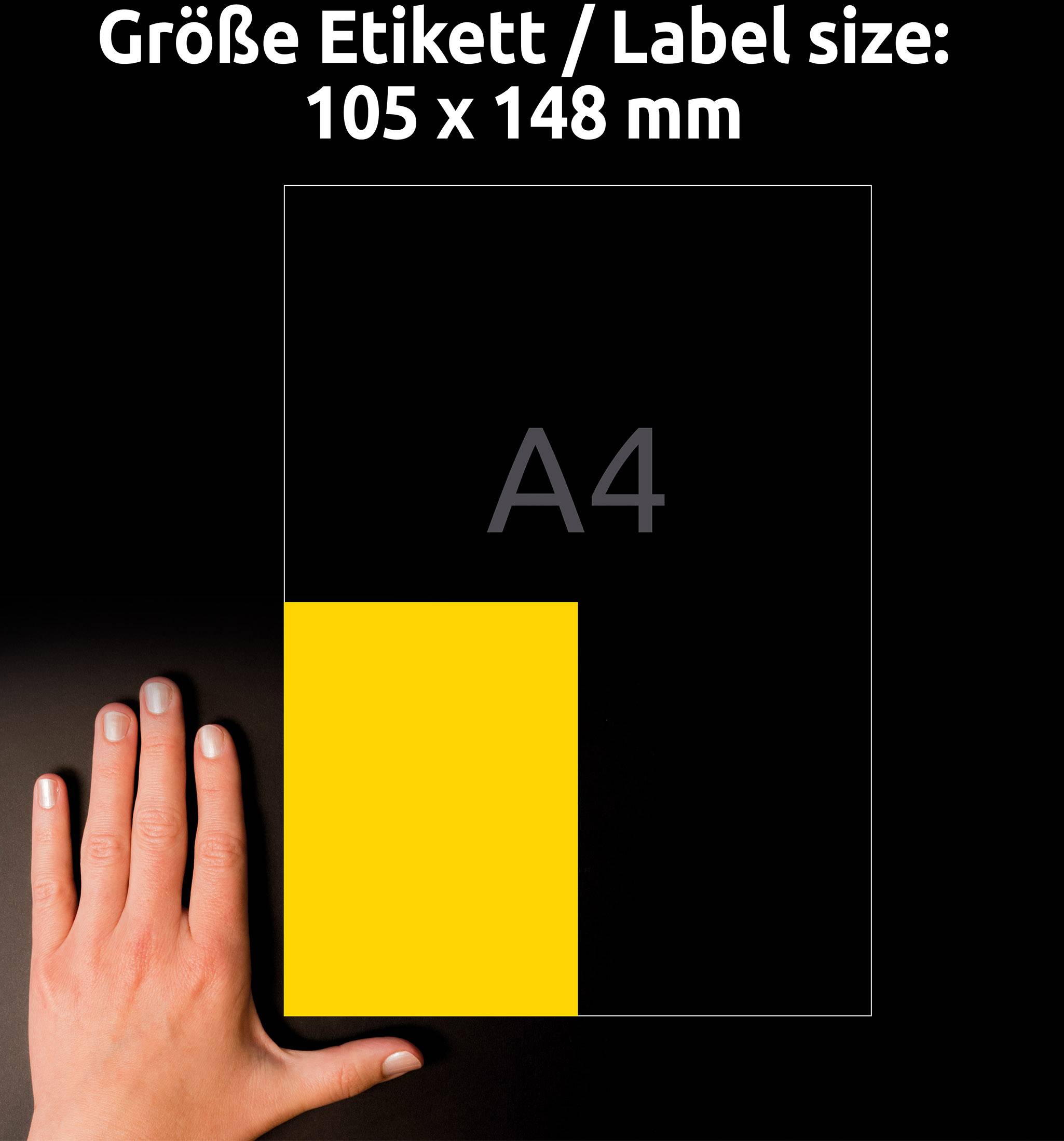 Zweckform Avery-3459 Universal-Etiketten 105 x 480mm Papier Gelb 400 St. Permanent haftend Tintenstrahldrucker, Laserdrucker