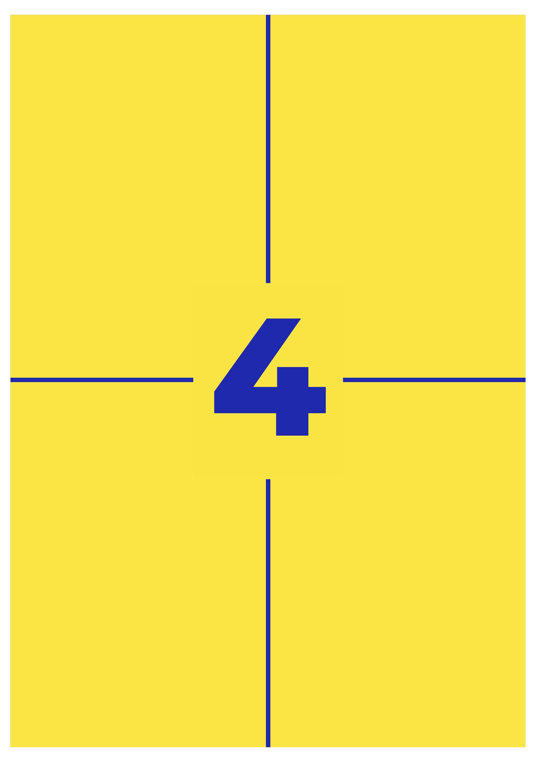 Gelber Countdown-Bildschirm mit einer großen blauen Ziffer 4 in der Mitte zwischen blauen Fadenkreuzlinien.