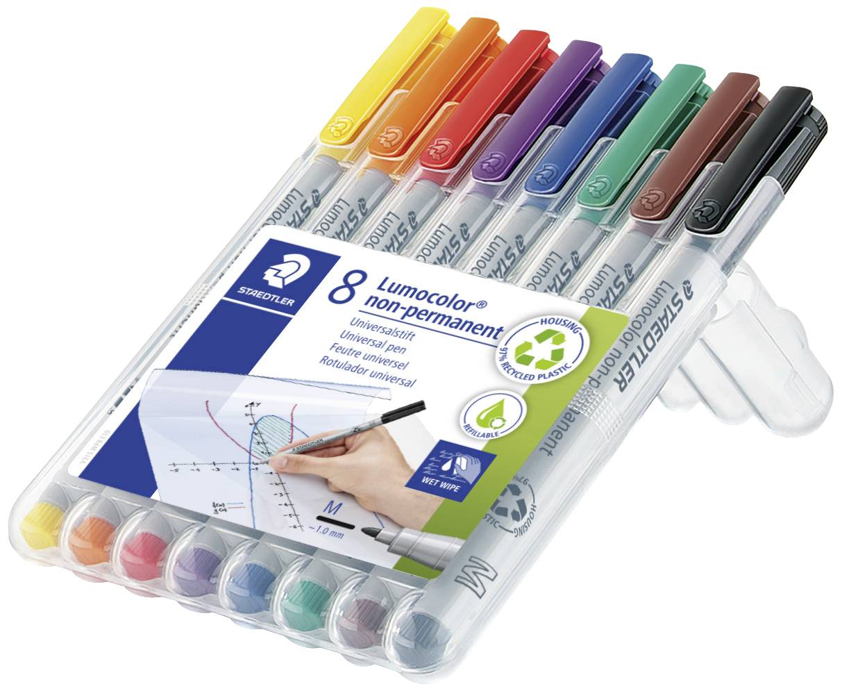 Staedtler Folienstift Lumocolor M non-permanent 315 315 WP8 Blau, Braun, Gelb, Grün, Orange, Rot, Schwarz, Violett