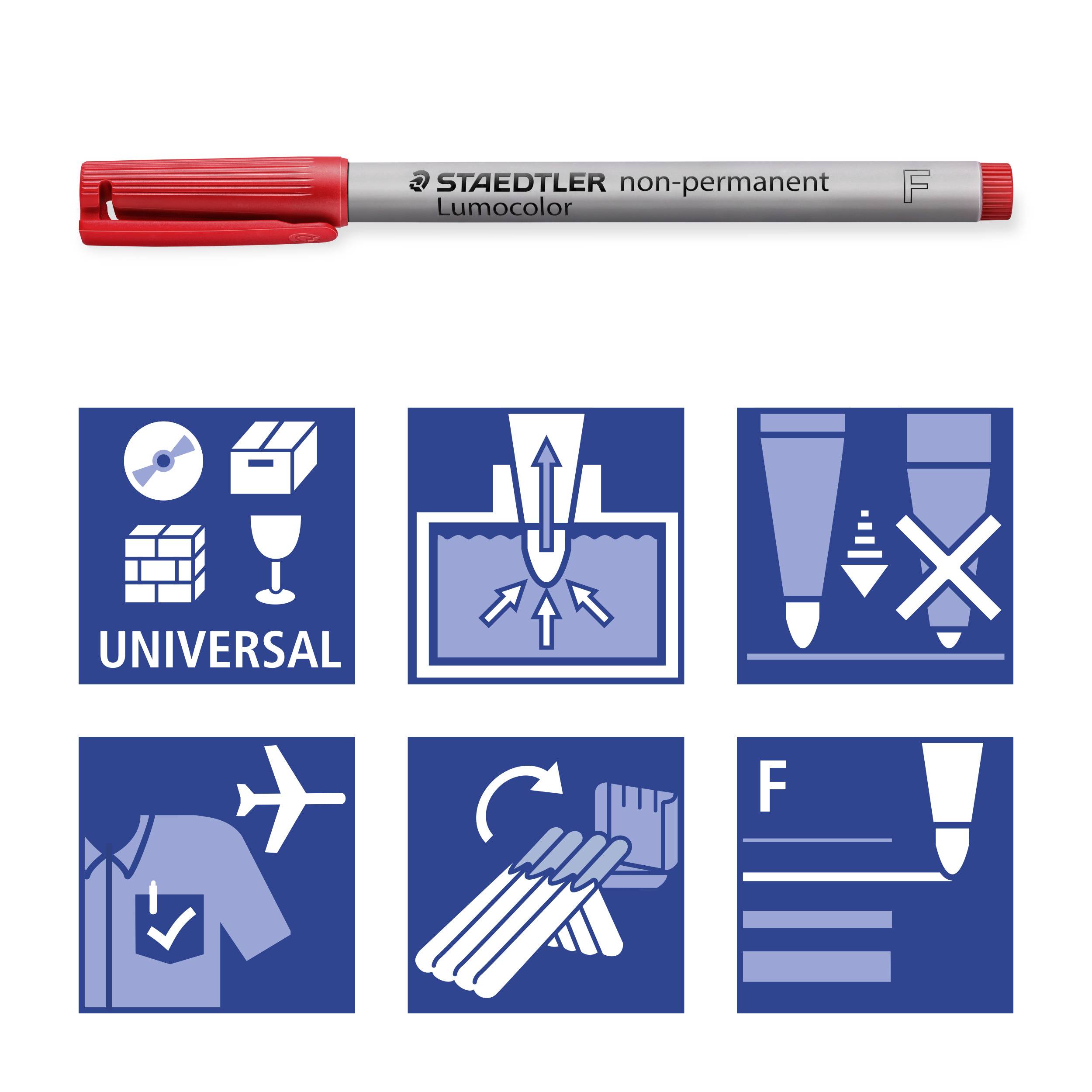 Staedtler Folienstift Lumocolor® 316 WP8 Blau, Braun, Gelb, Grün, Orange, Rot, Schwarz, Violett