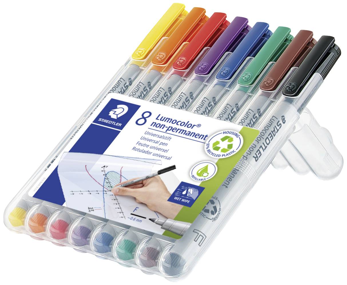 Staedtler Folienstift Lumocolor® 316 WP8 Blau, Braun, Gelb, Grün, Orange, Rot, Schwarz, Violett