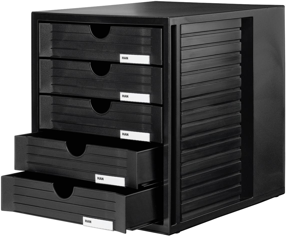 HAN Systembox 1450-13 Schubladenbox Schwarz DIN A4, DIN C4 Anzahl der Schubfächer: 5