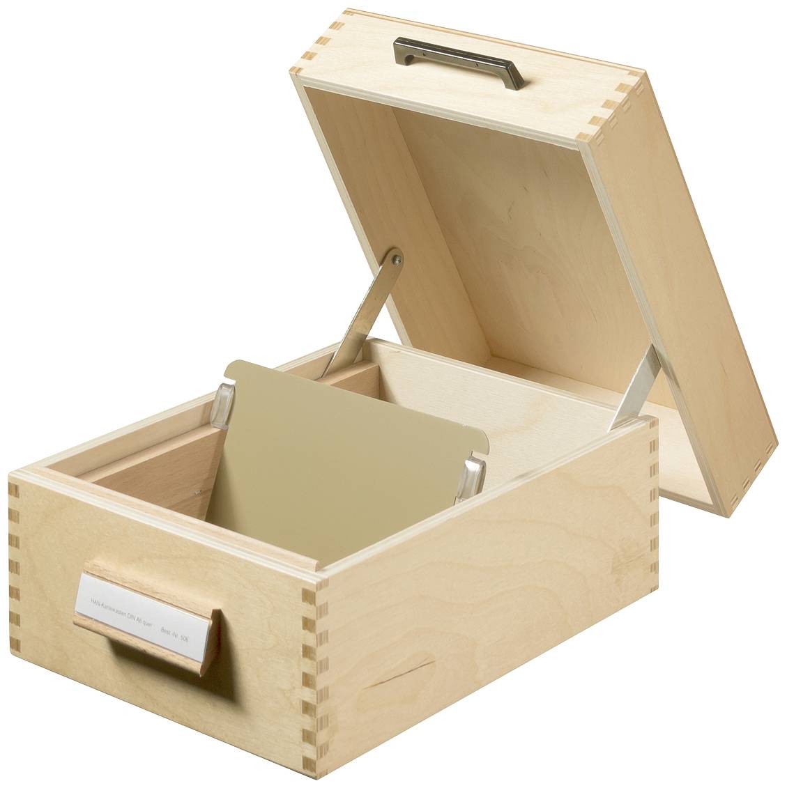 HAN 506 Karteikasten Naturholz max. Anzahl der Karten: 900 Karten DIN A6 quer mit Metallstütze, weg