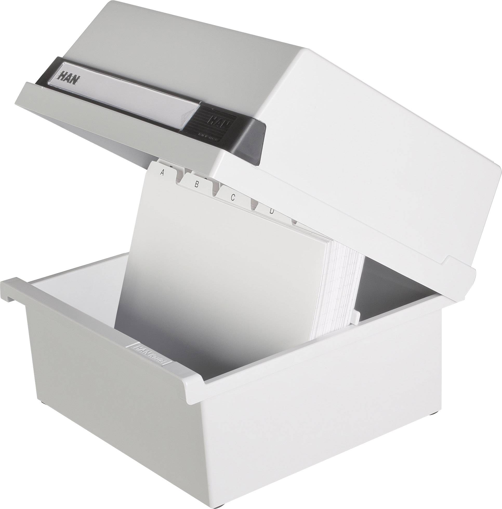 HAN 965-11 Karteikasten Lichtgrau max. Anzahl der Karten: 800 Karten DIN A5 quer