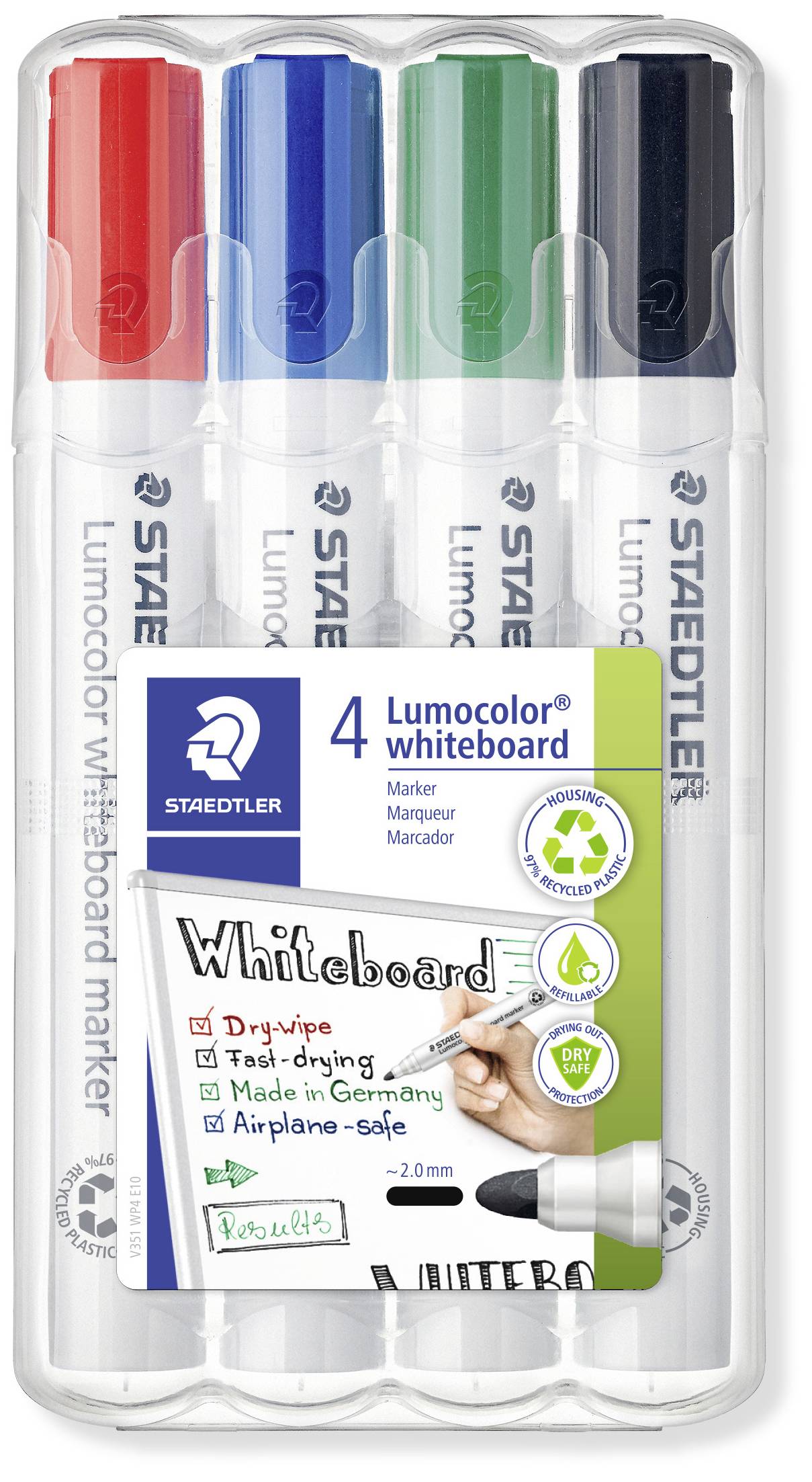 Staedtler Lumocolor 351 351 WP4 Whiteboardmarker Schwarz, Blau, Rot, Grün 4St.