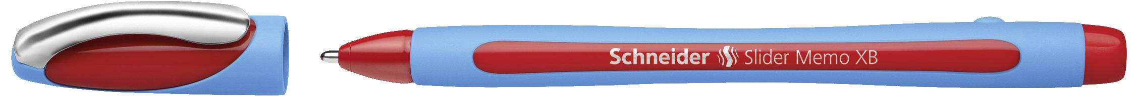 Ein hellblauer und roter Kugelschreiber mit der Aufschrift 'Schneider Xtra 805'. Ideal zum Schreiben.