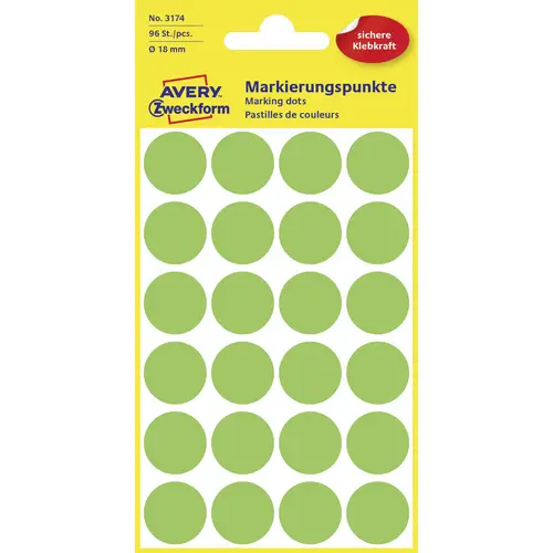 Avery-Zweckform 3174 Markierungspunkte Etiketten Ø 18mm Leuchtgrün 96 St. Permanent haftend Papier Avery-Zweckform 3174 Markierungspunkte Etiketten Ø 18mm Leuchtgrün 96 St. Permanent haftend Papier