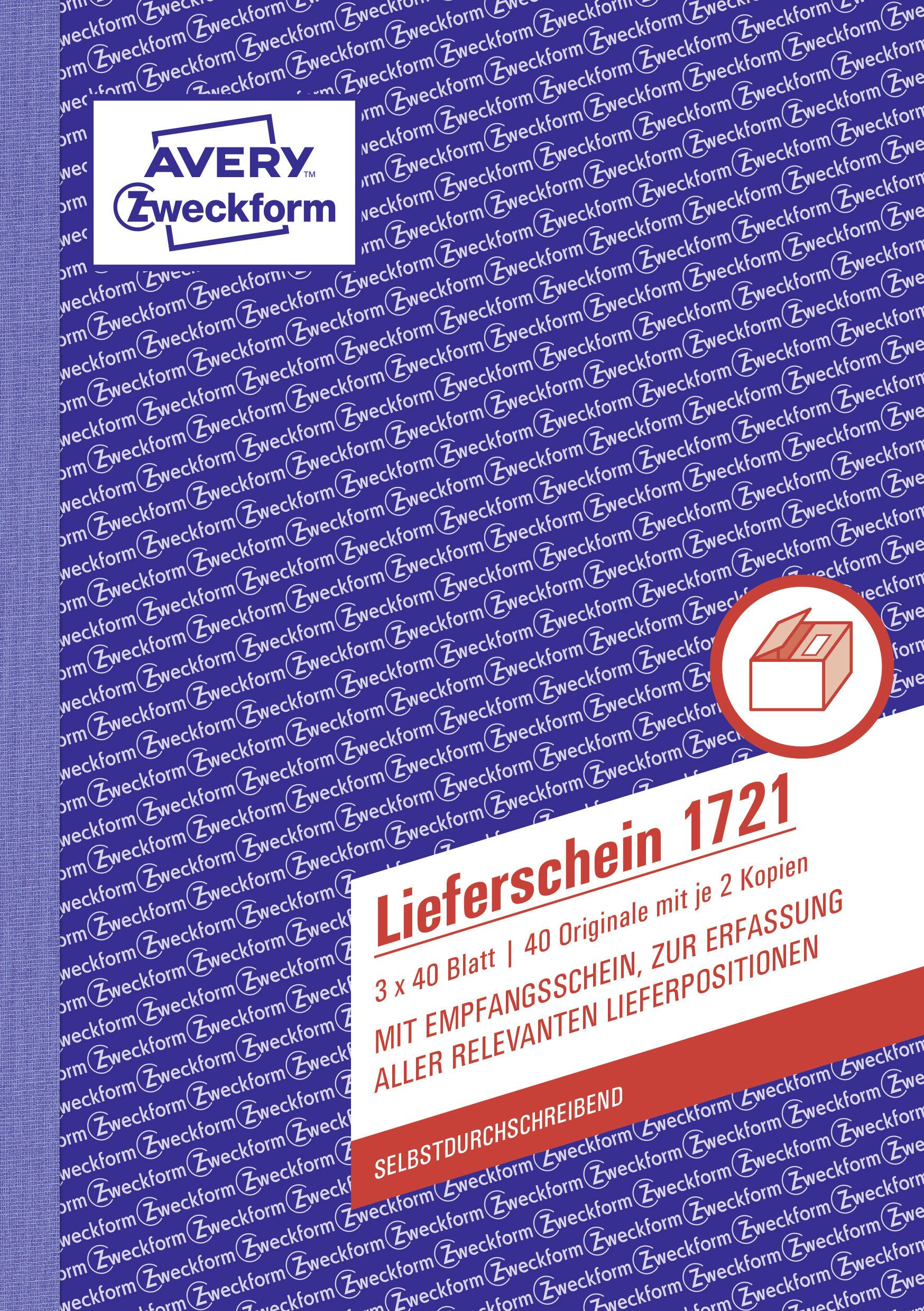 Avery-Zweckform Lieferschein Formular 1721 DIN A5 Weiß Anzahl der Blätter: 40