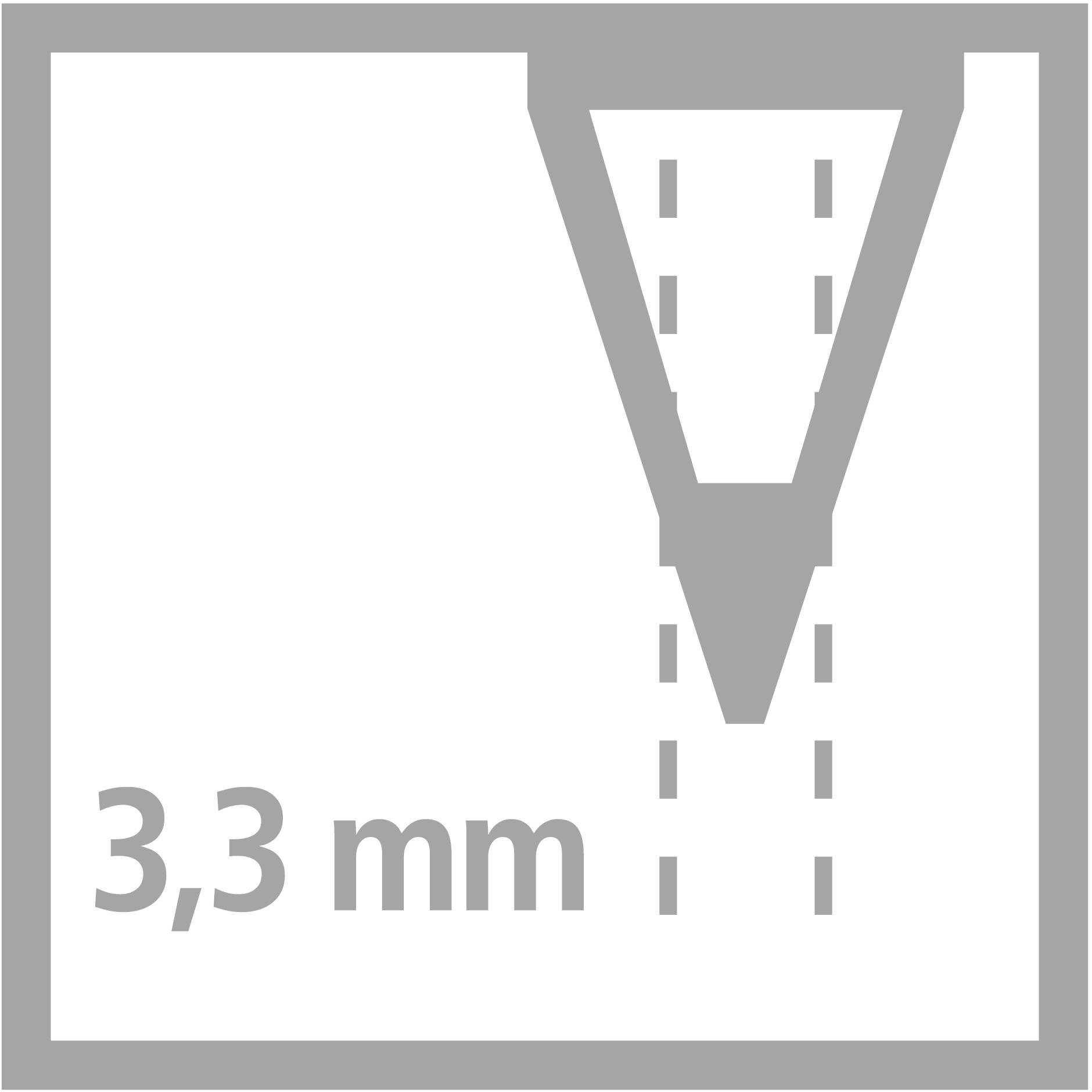 Symbol für eine 3,3 mm breite Schraubspitze.