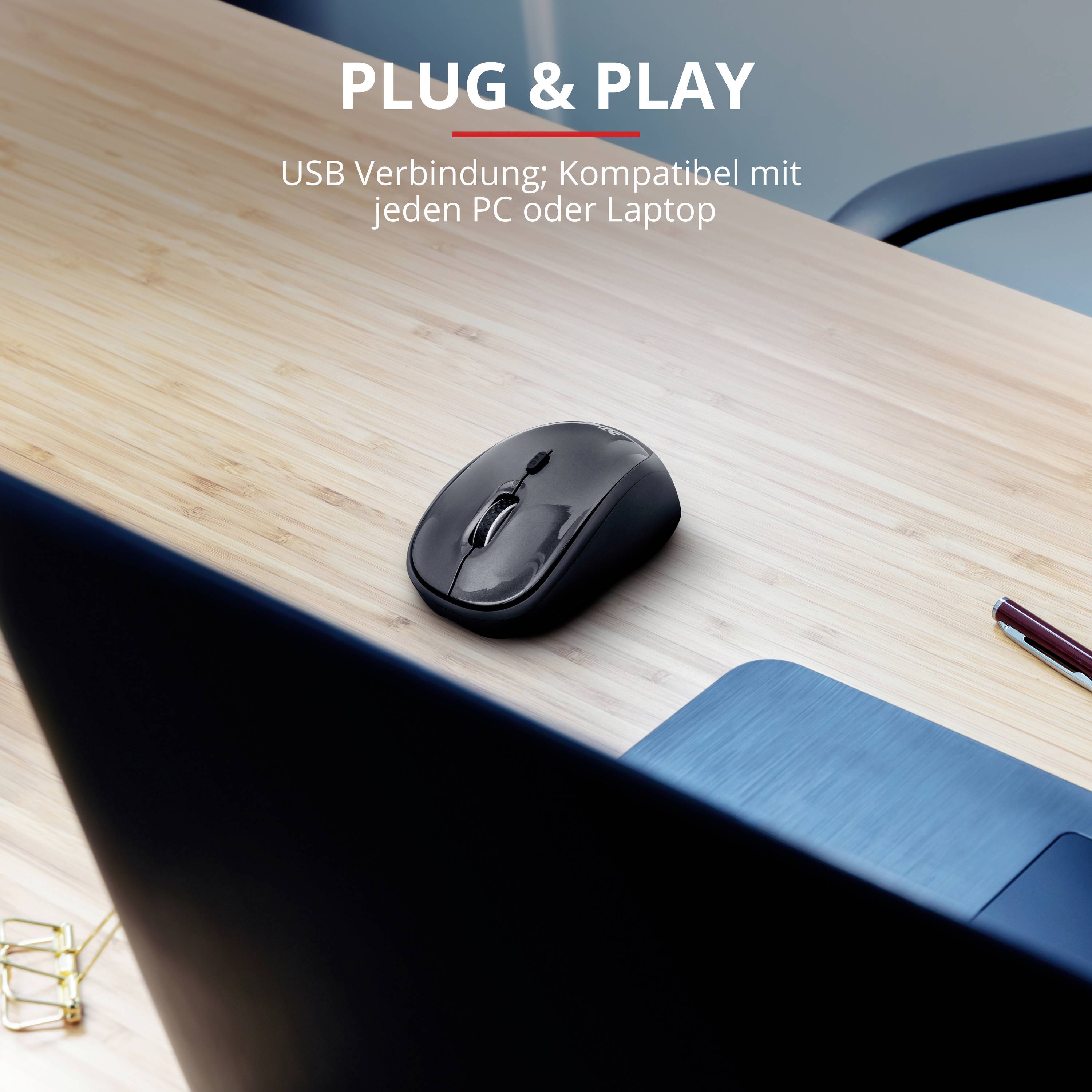 Trust Yvi Maus Funk Optisch Schwarz 1600 dpi