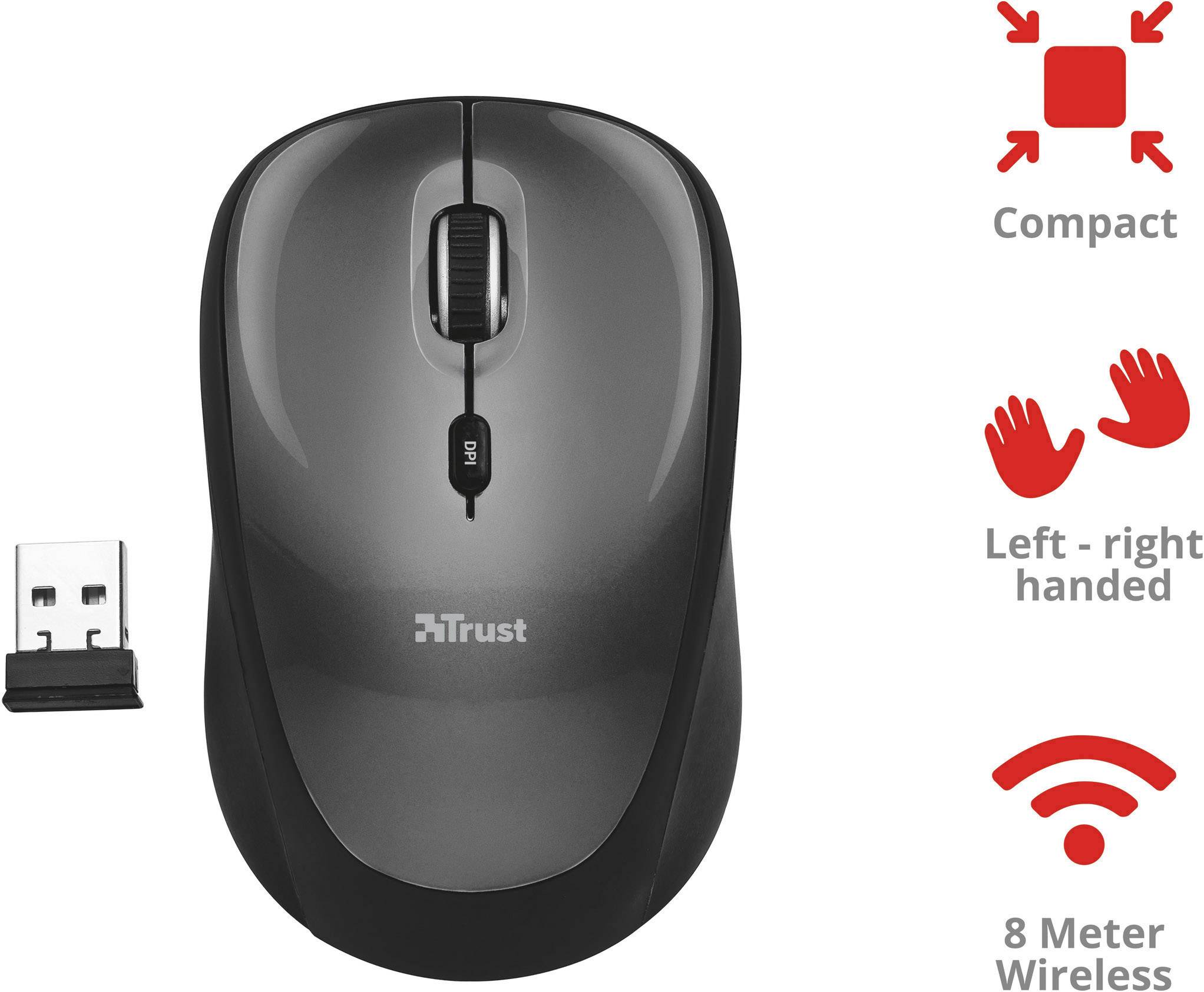 Trust Yvi Kabellose Maus Funk Optisch Schwarz 1600 dpi