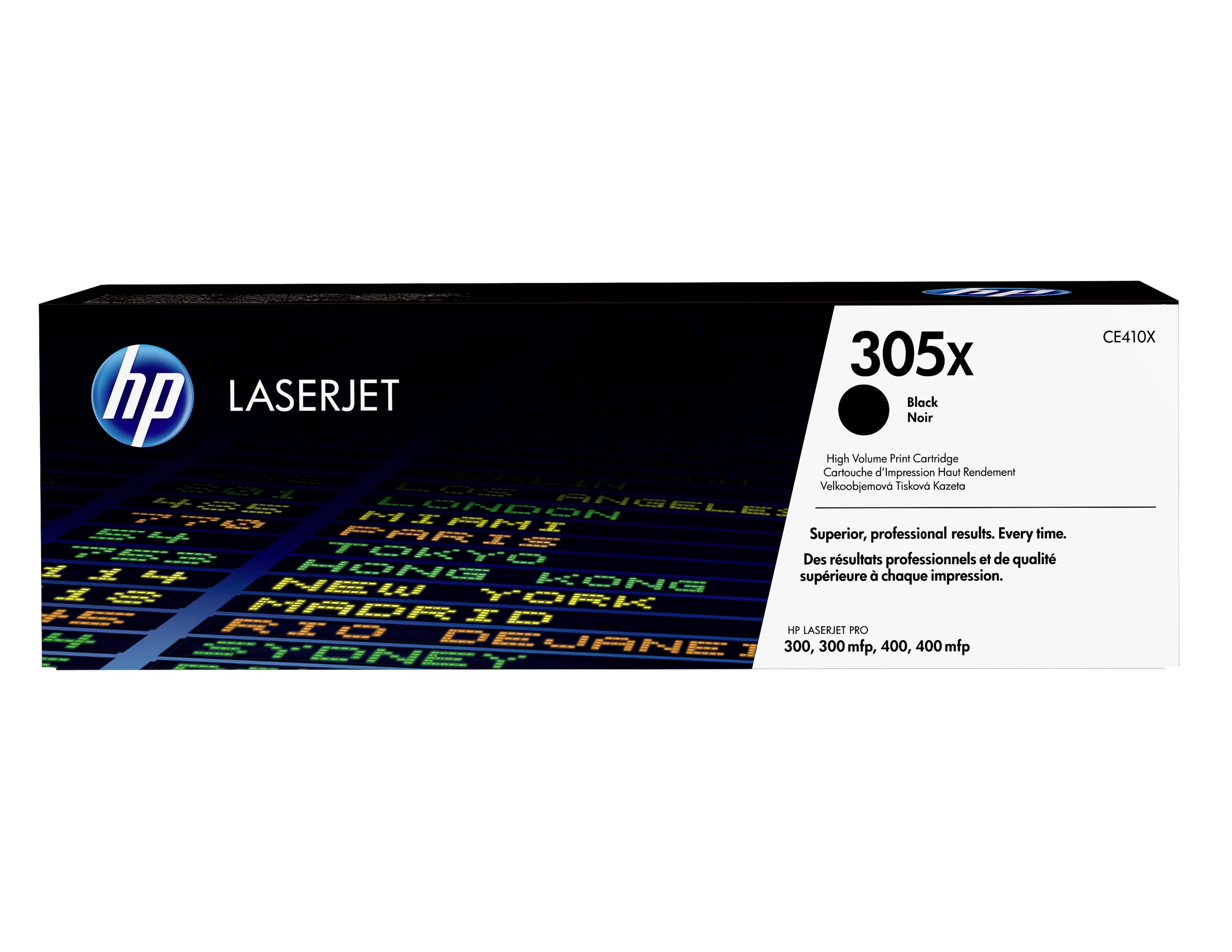 HP LaserJet 305x schwarze Tonerpatrone Karton mit der Bezeichnung „Black Noir