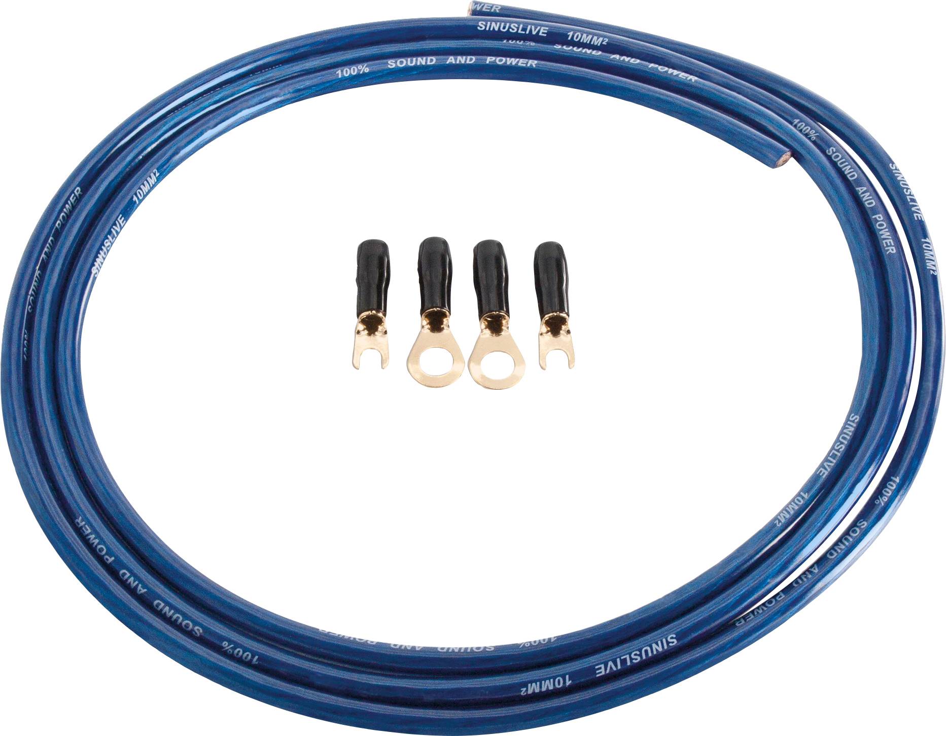 Sinuslive Car HiFi Stromkabel-Set 10 mm² vergoldet