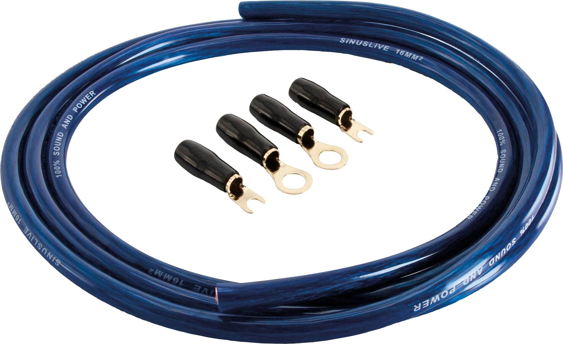 Sinuslive Car HiFi Stromkabel-Set 16 mm² vergoldet