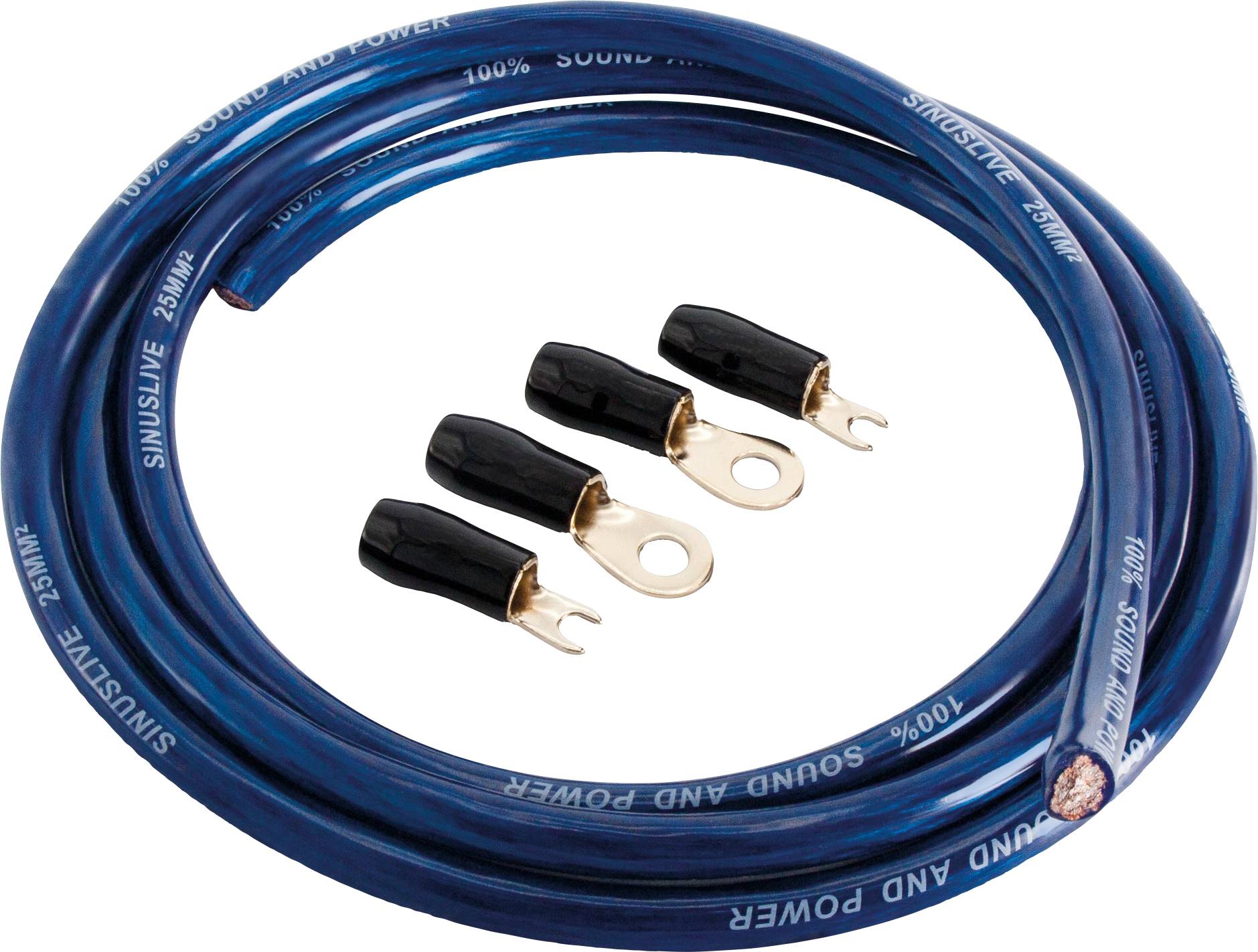 Sinuslive Car HiFi Stromkabel-Set 25 mm² vergoldet