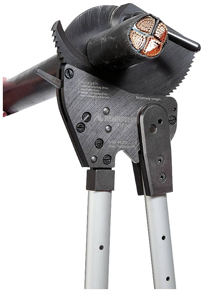 Rennsteig Werkzeuge D60 712 060 3 Kabelschere Geeignet für (Abisoliertechnik) Alu- und Kupferkabel, ein- und mehrdrähtig 60mm