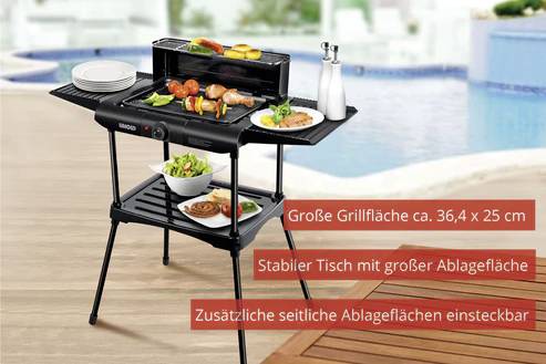 Unold Vario 58565 Elektro Grill mit manueller Temperatureinstellung Schwarz