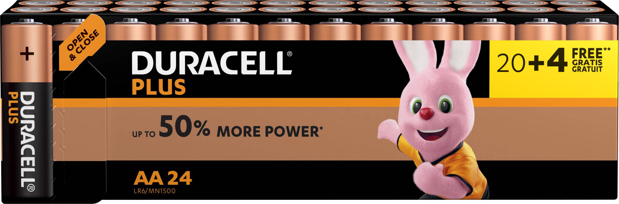 Duracell Plus Power LR06 Mignon (AA)-Batterie Alkali-Mangan 1.5V 24St.