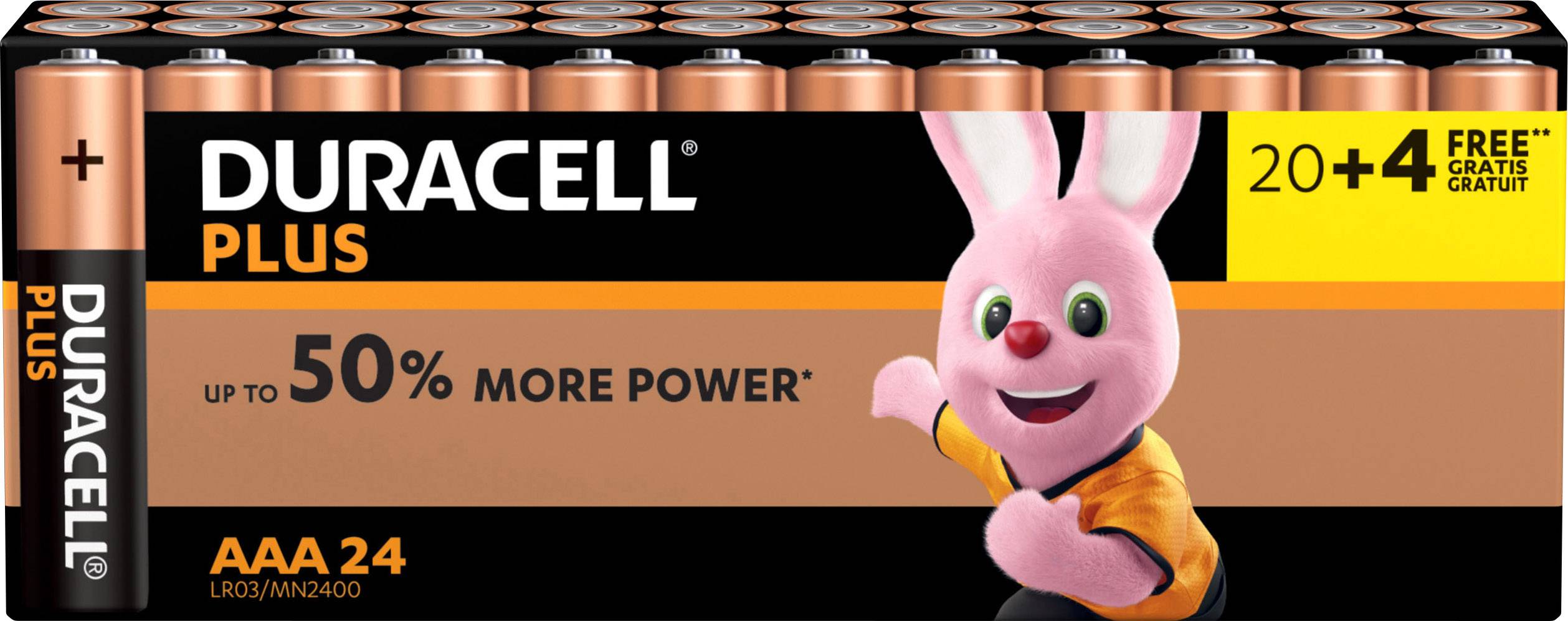 Duracell Plus Power LR03 Micro (AAA)-Batterie Alkali-Mangan 1.5V 24St.