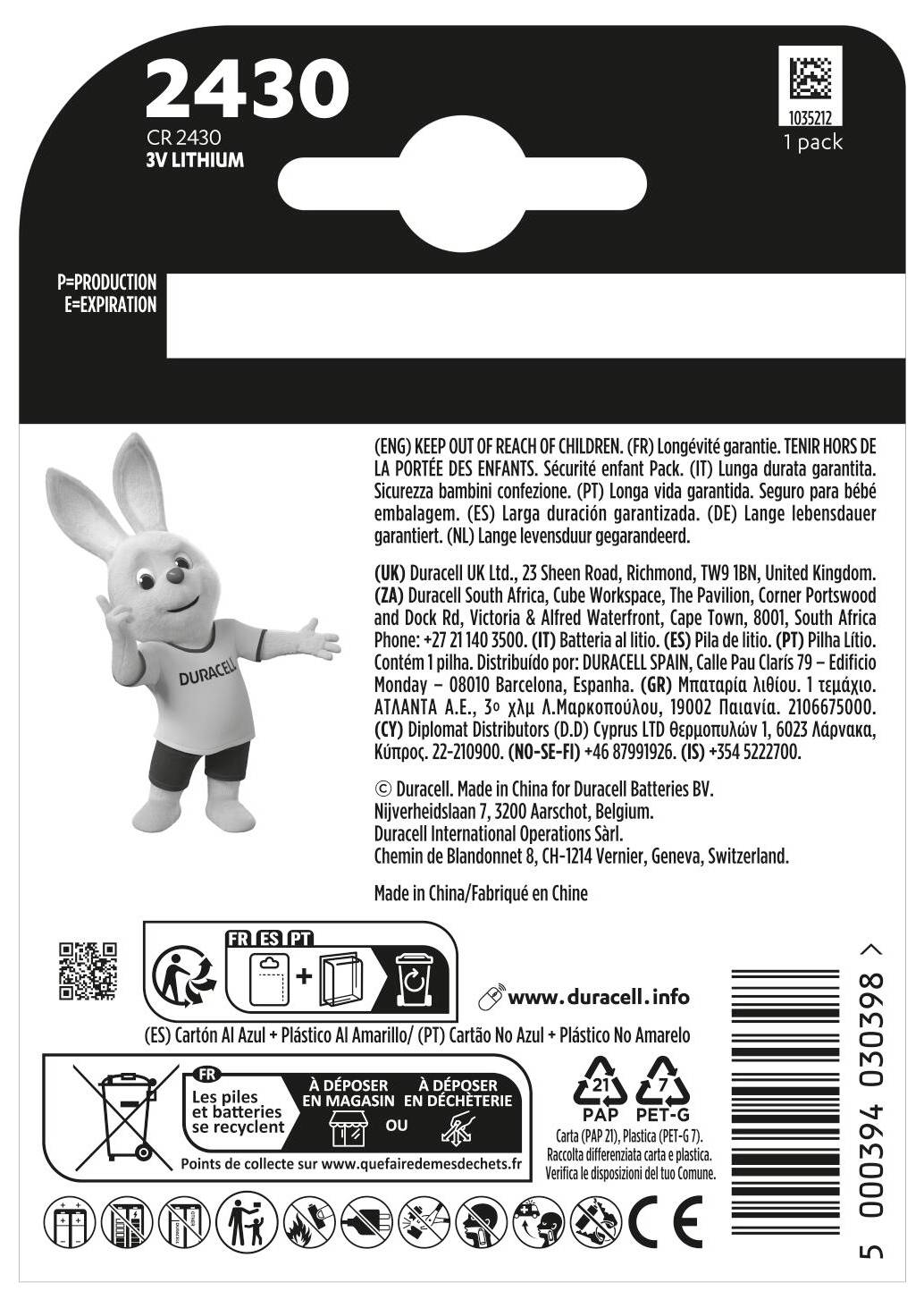 Duracell Knopfzelle CR2430 3V 1 St. 285 mAh Lithium CR 2430