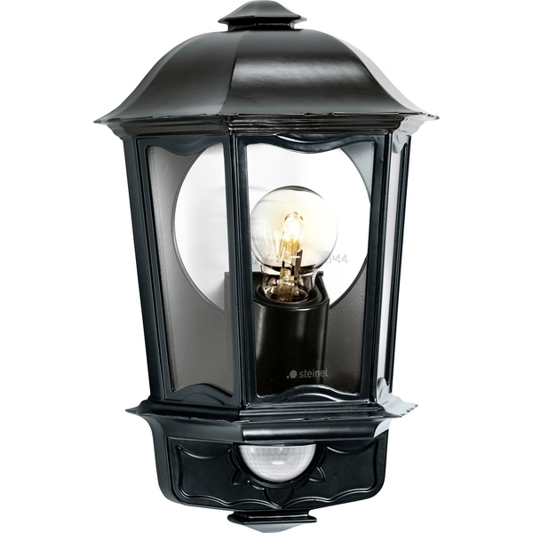 Steinel L 190 S 644413 Außenwandleuchte mit Bewegungsmelder Energiesparlampe, LED E27 100 W Schwarz