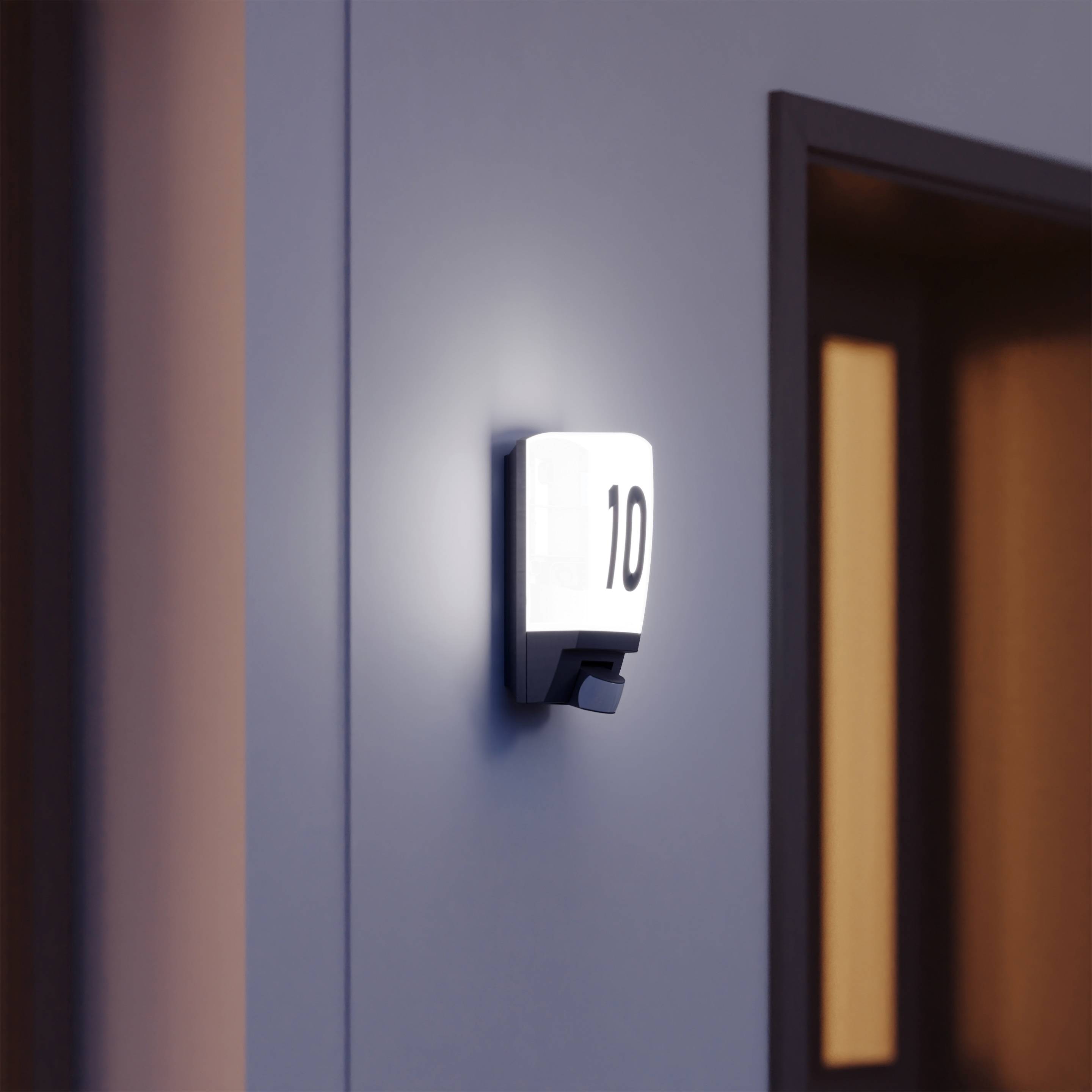 Steinel L 1 S 650612 Hausnummernleuchte mit Bewegungsmelder Energiesparlampe, LED E27 60W Schwarz