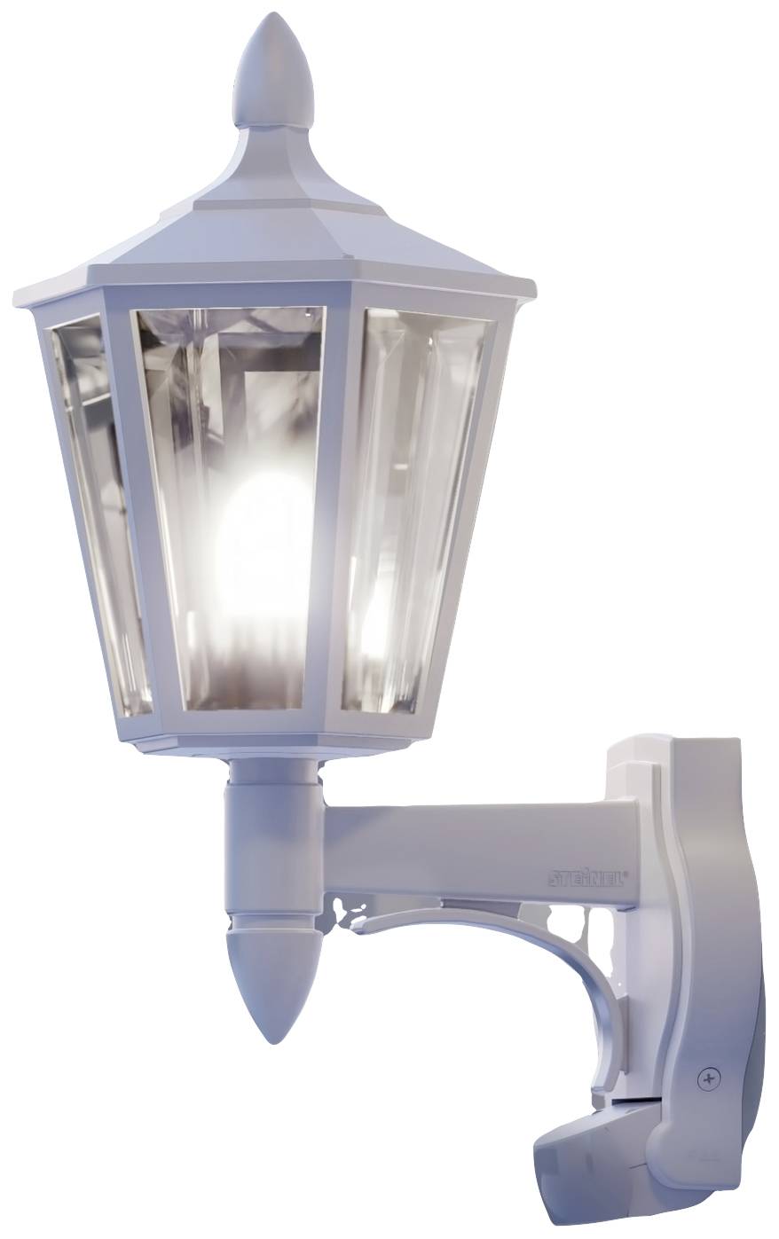Steinel L 15 S 617912 Außenwandleuchte mit Bewegungsmelder Energiesparlampe, LED E27 60W Weiß