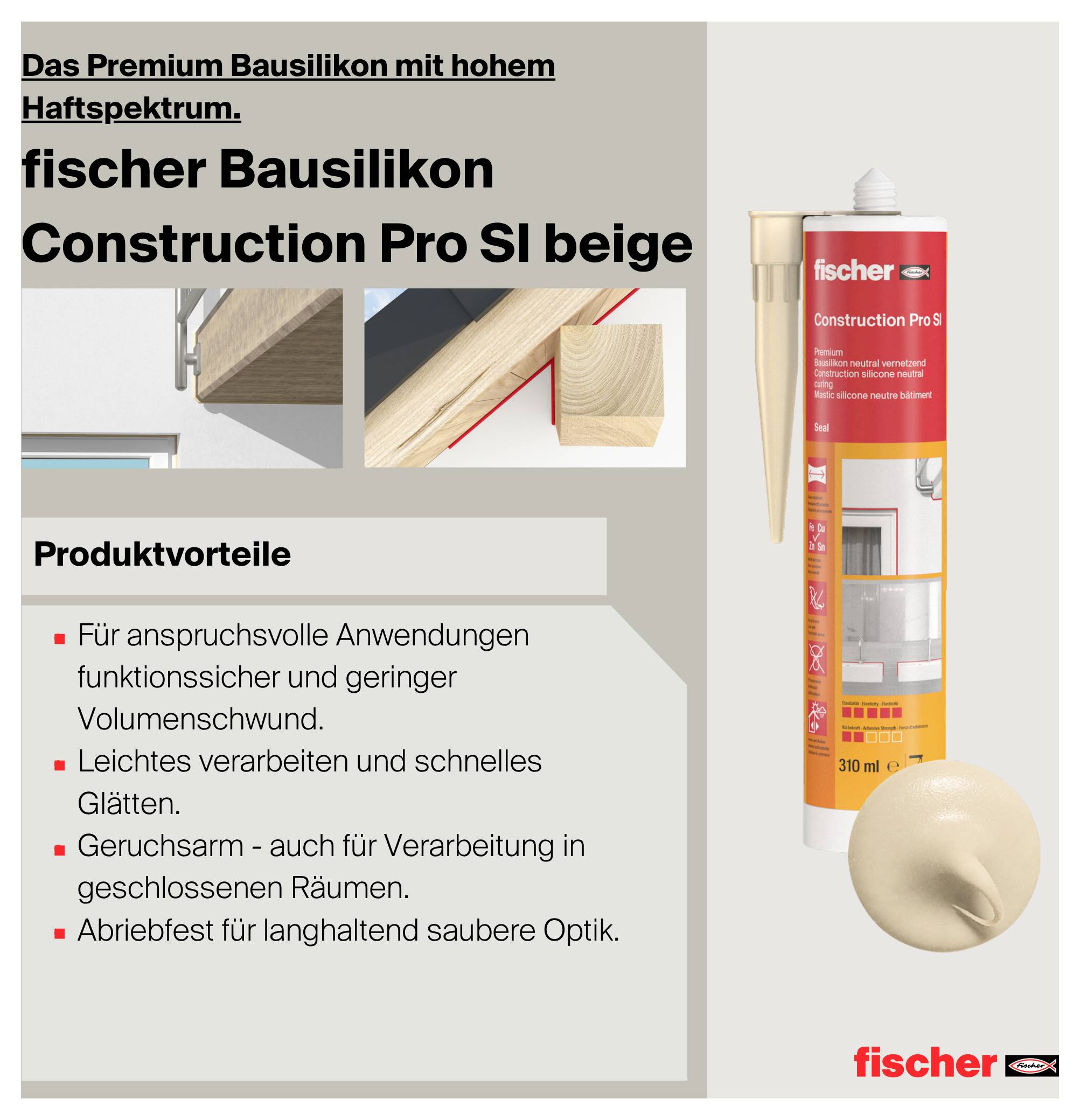 Fischer DBSA Bau-Silikon Herstellerfarbe Beige 053095 310 ml