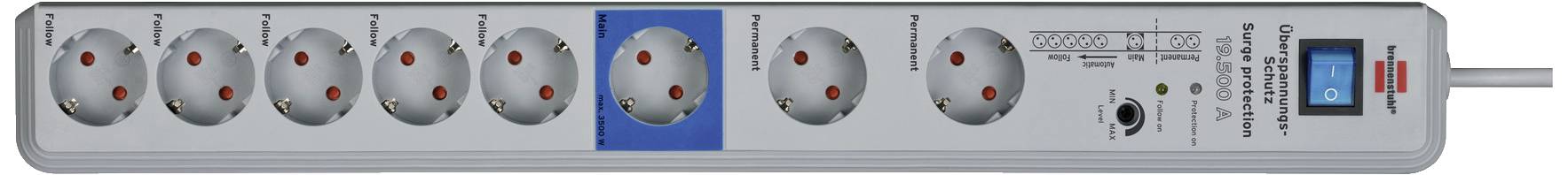 Brennenstuhl 1159490946 Main/Follow-Steckdosenleiste 8fach Grau Schutzkontakt 1 St.