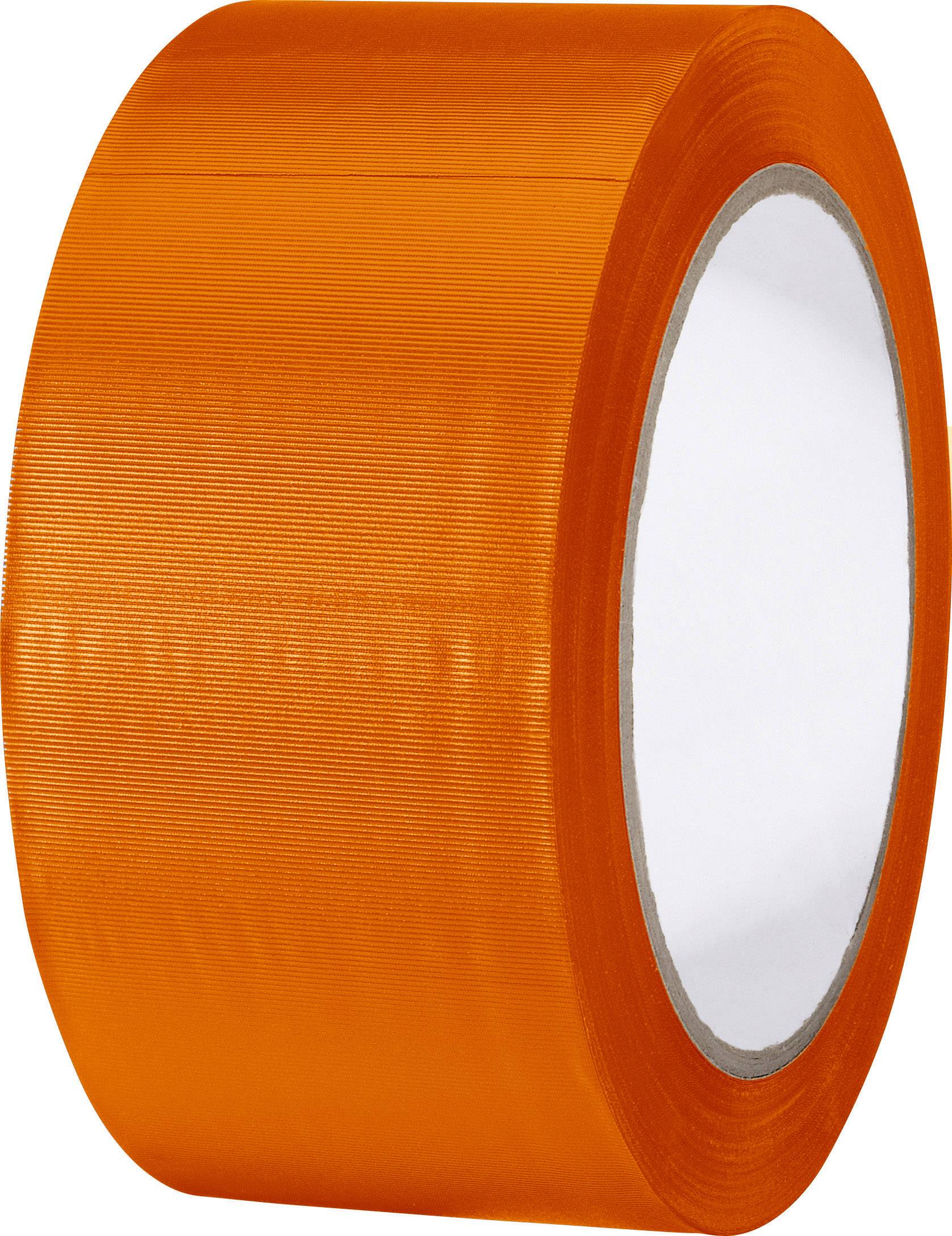 Eine Rolle orangefarbenes Klebeband, geeignet für Verpackungen und Reparaturen.