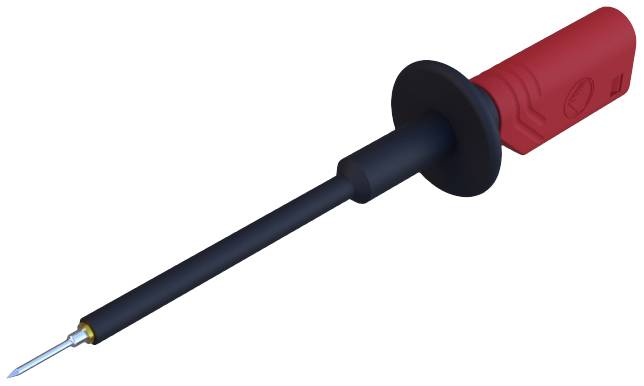 Lötkolben mit rotem Griff und schwarzer Spitze, verwendet zum Löten von elektronischen Komponenten.