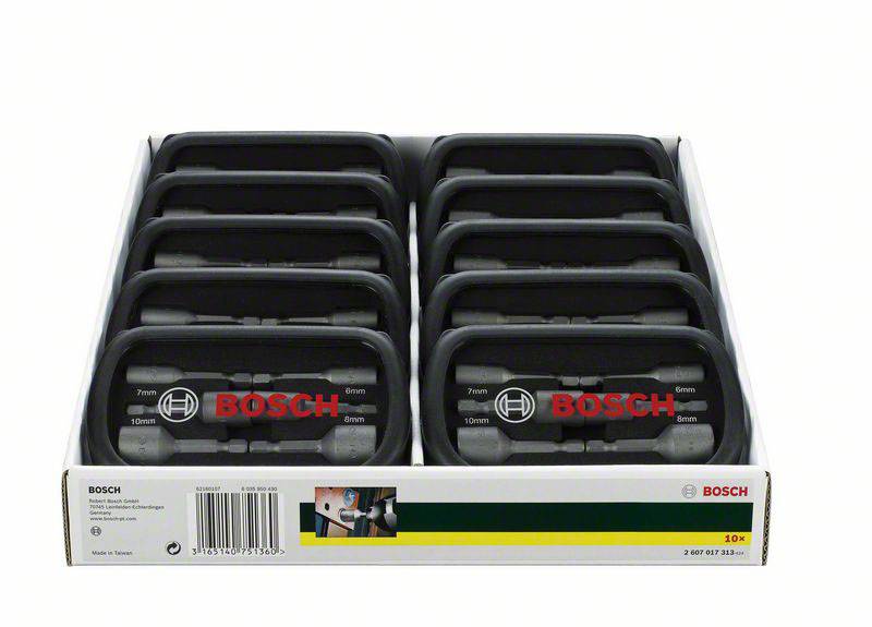 Bosch Accessories Promoline 2607017313 Steckschlüssel-Maschinenaufnahmen-Set 6 mm, 7 mm, 8 mm, 10 mm, 12 mm, 13 mm Antrieb 1/4" (6.3 mm) 50 mm 1 Set