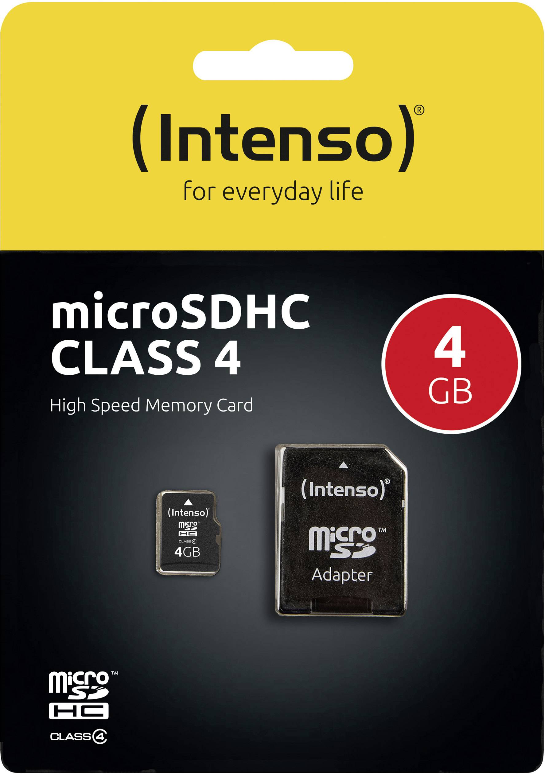 Intenso 4 GB Micro SDHC-Card microSDHC-Karte 4 GB Class 4 inkl. SD-Adapter