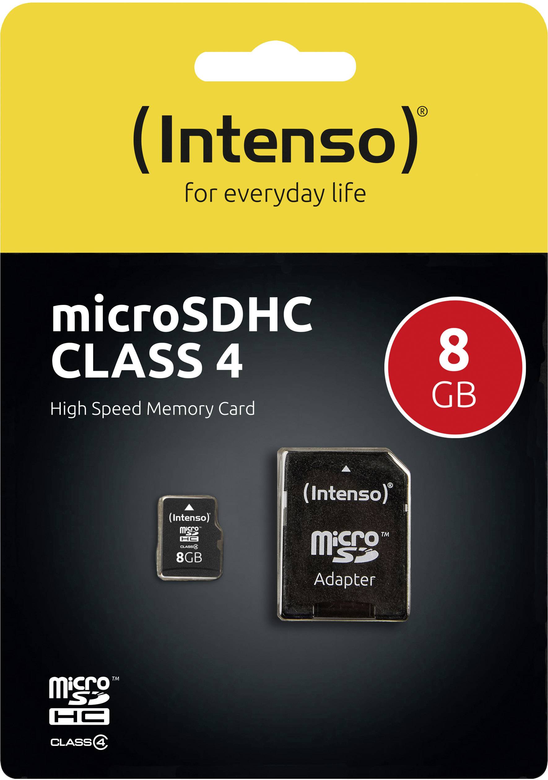 Intenso High Capacity SD (MicroSDHC) microSDHC-Karte 8 GB Class 4 inkl. SD-Adapter