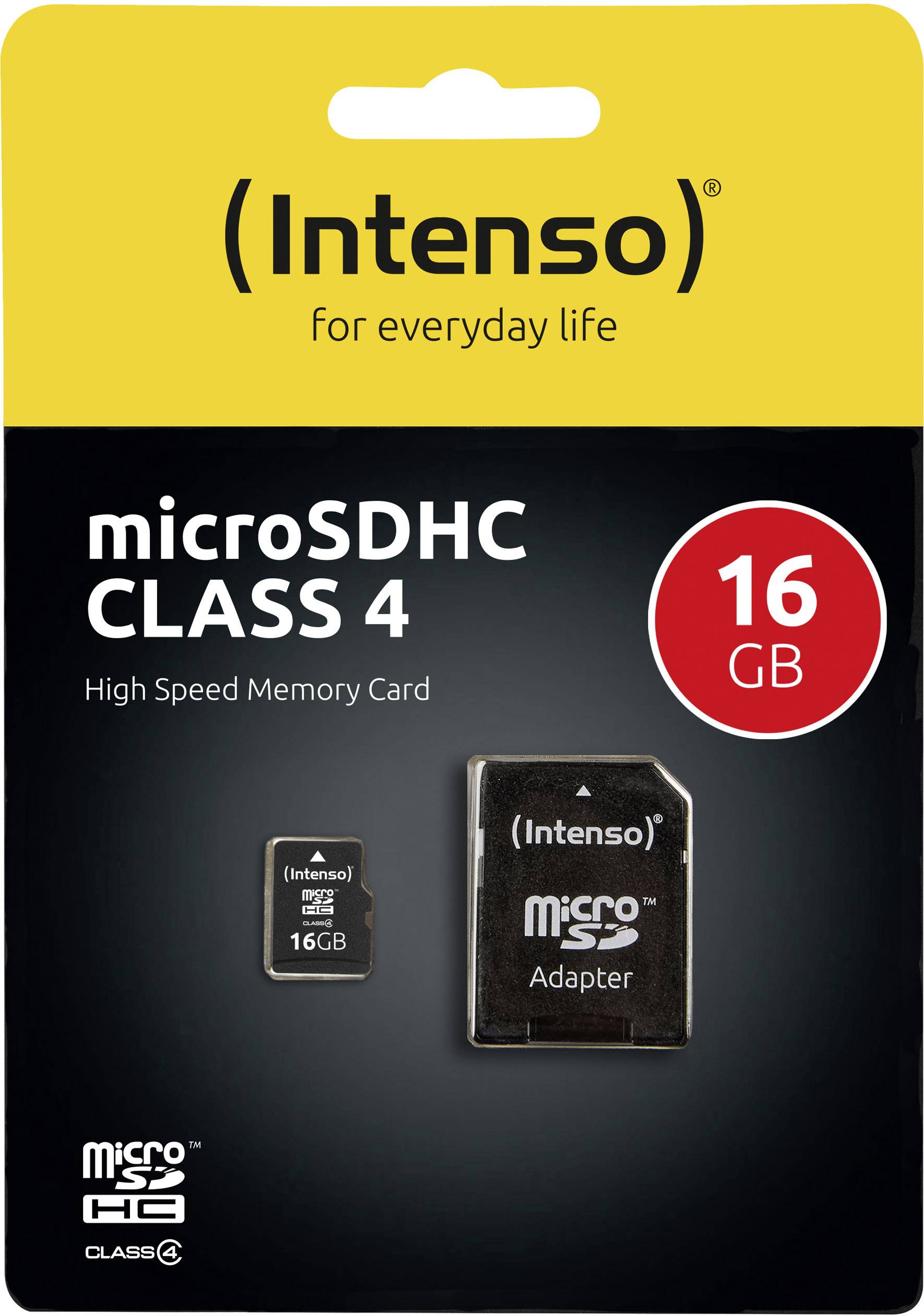 Intenso 16GB Micro SDHC-Card microSDHC-Karte 16GB Class 4 inkl. SD