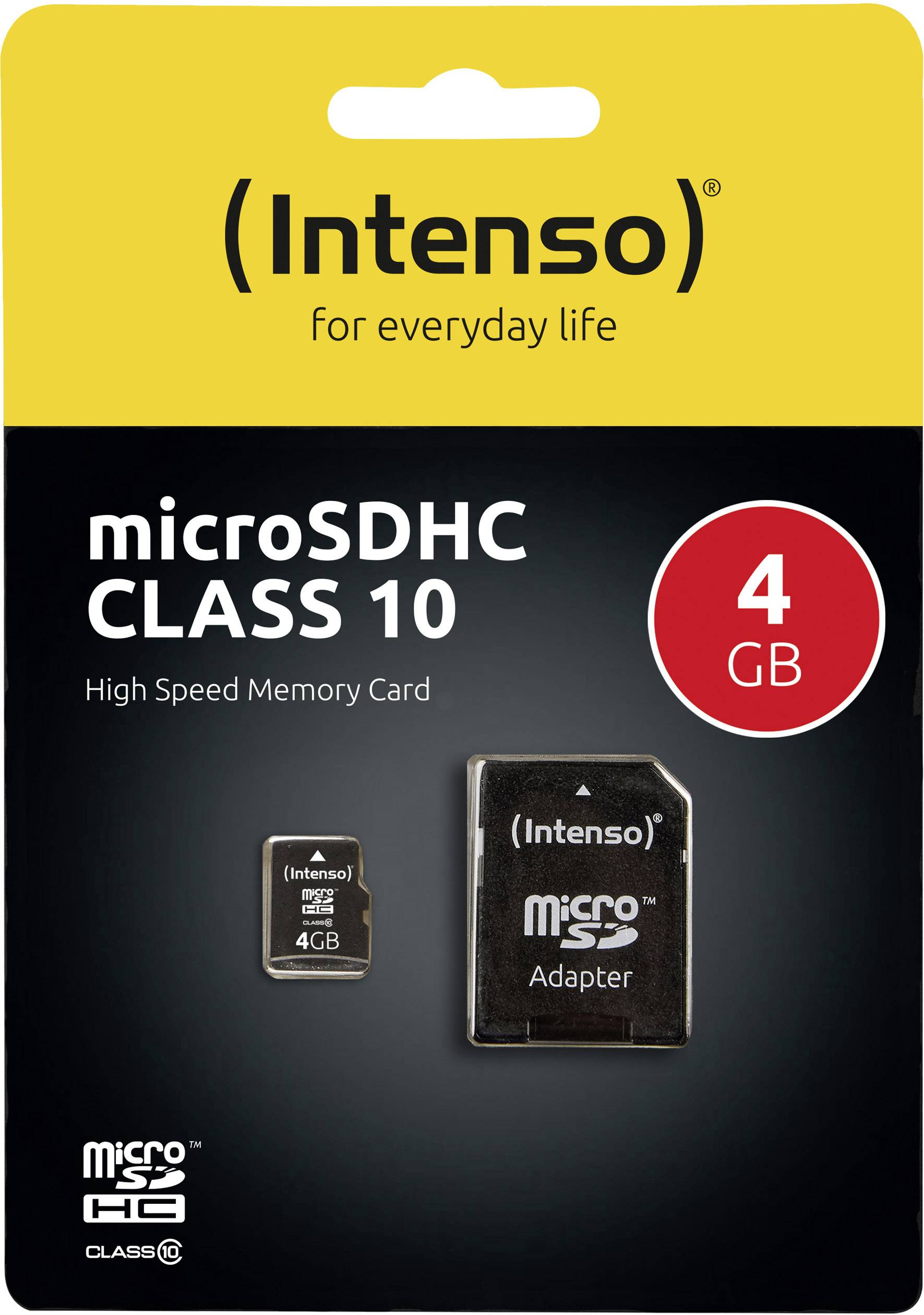Intenso High Performance microSDHC-Karte 4 GB Class 10 inkl. SD-Adapter