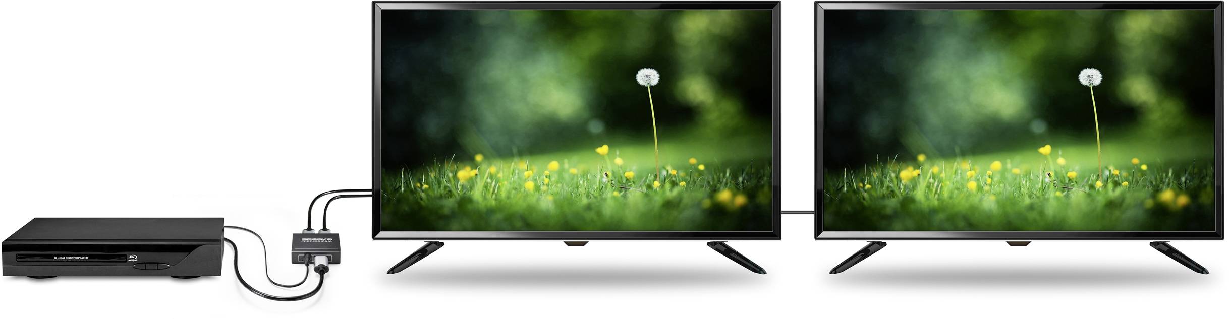 SpeaKa Professional 2 Port HDMI-Splitter 3D-Wiedergabe möglich 1920 x 1080 Pixel Schwarz