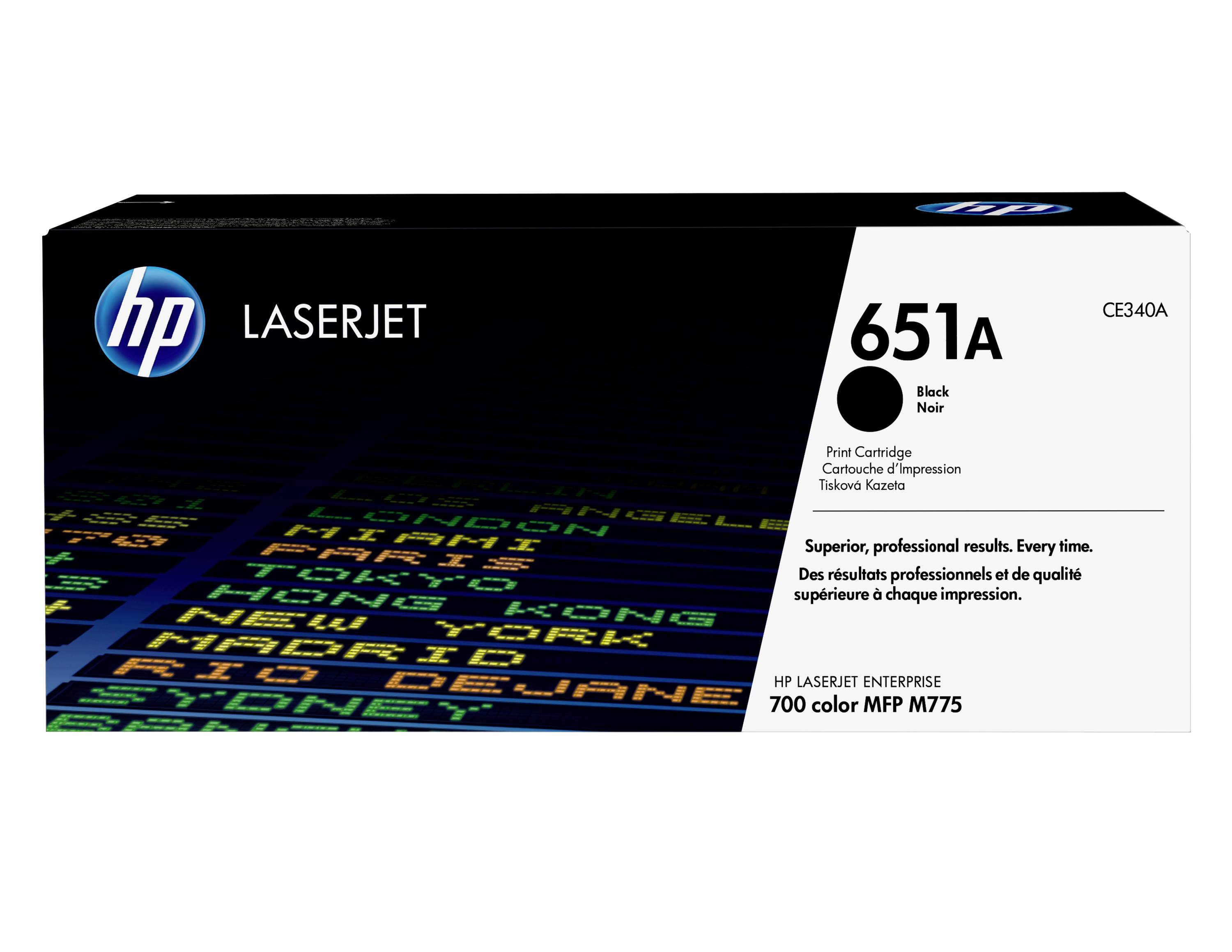 HP LaserJet 651A schwarze Druckkartusche für HP LaserJet Enterprise 700 color MFP M775, gekennzeichnet mit CE340A.
