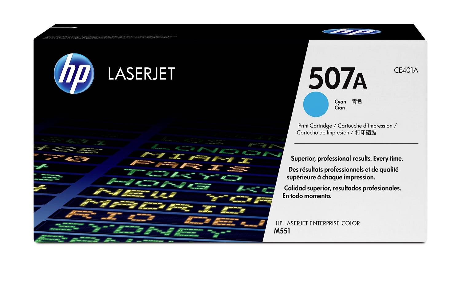 HP LaserJet 507A Cyan-Tonerkartusche, Modell CE401A, für die M551-Druckerserie.