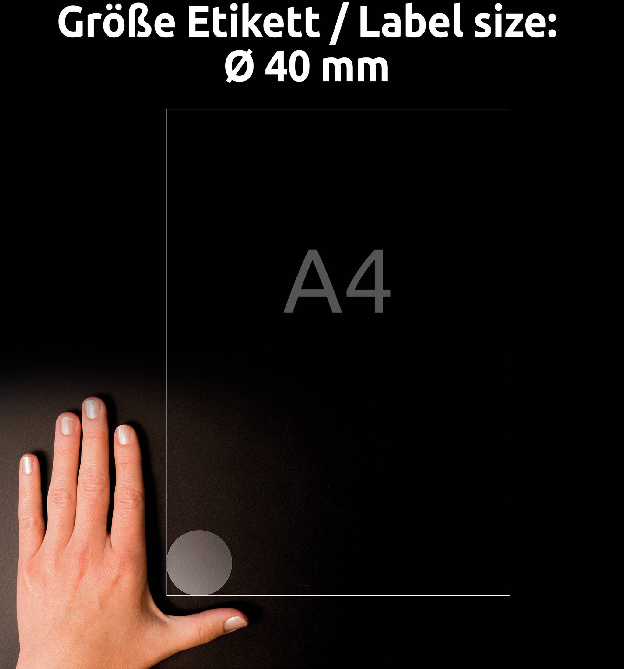 Avery-Zweckform L7780-25 Folien-Etiketten Ø 40mm Polyester-Folie Transparent 600 St. Permanent haftend Farblaserdrucker