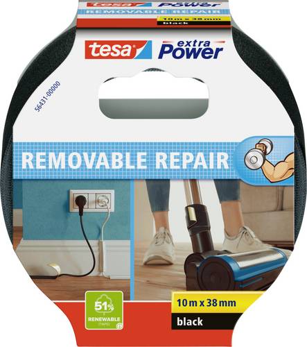 TESA ECO REPAIR 56431-00000-00 Gewebeklebeband tesa® extra Power Schwarz (L x B) 10 m x 38 mm 1 St.