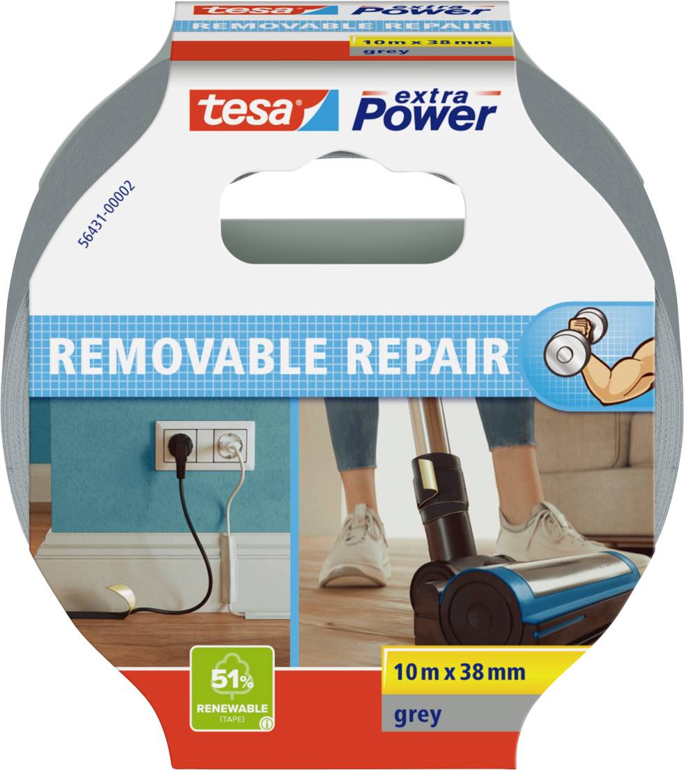 tesa ECO REPAIR 56431-00002-00 Gewebeklebeband tesa® extra Power Grau (L x B) 10 m x 38 mm 1 St.