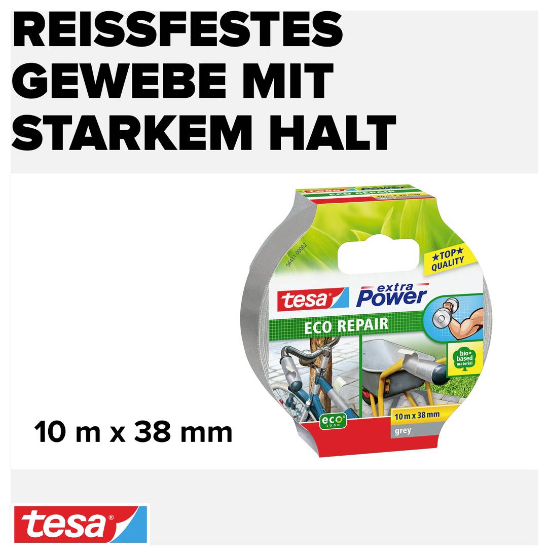 tesa ECO REPAIR 56431-00002-00 Gewebeklebeband tesa® extra Power Grau (L x B) 10 m x 38 mm 1 St.